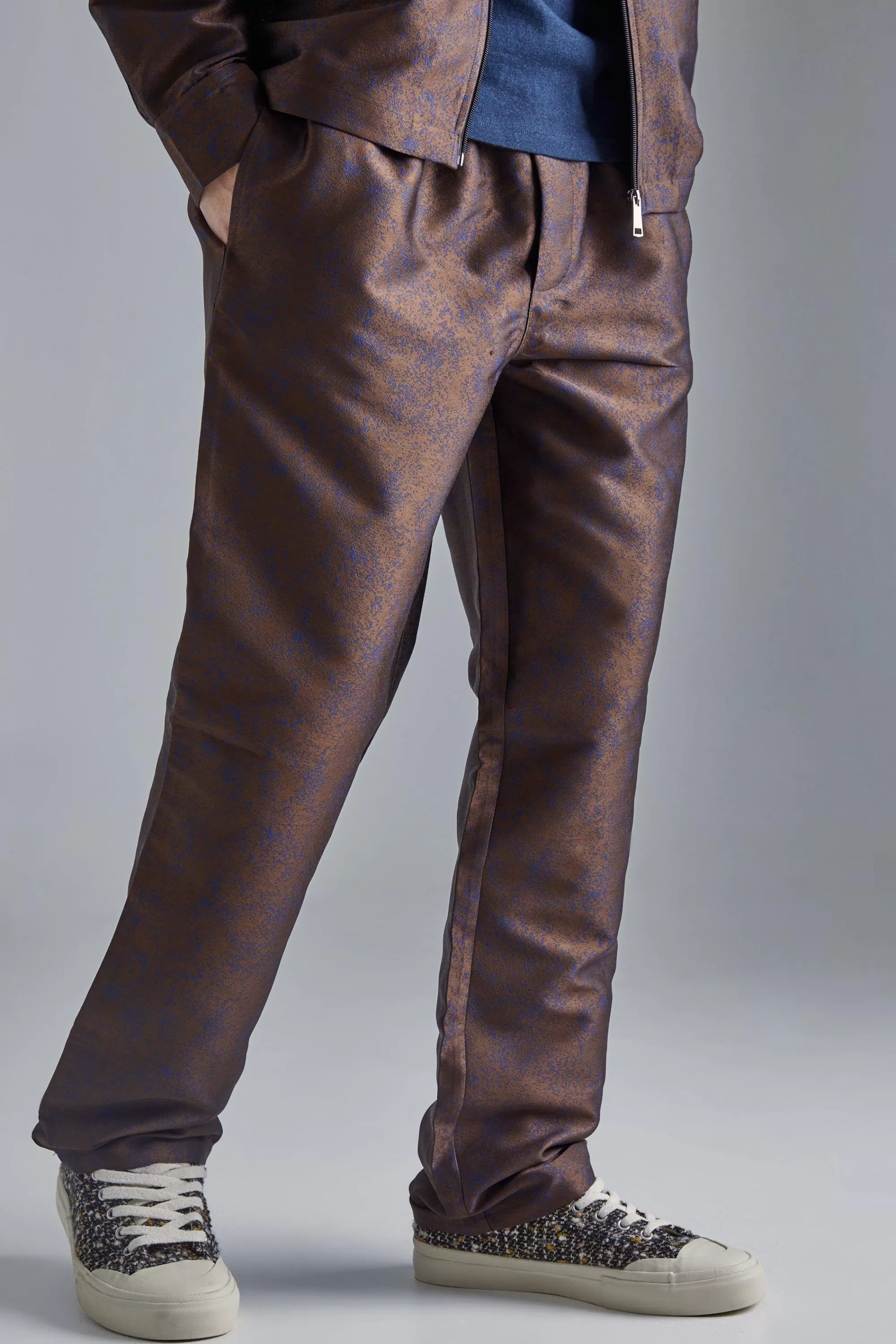 boohooMAN Marl Fabric Interest Straight Trouser | UK