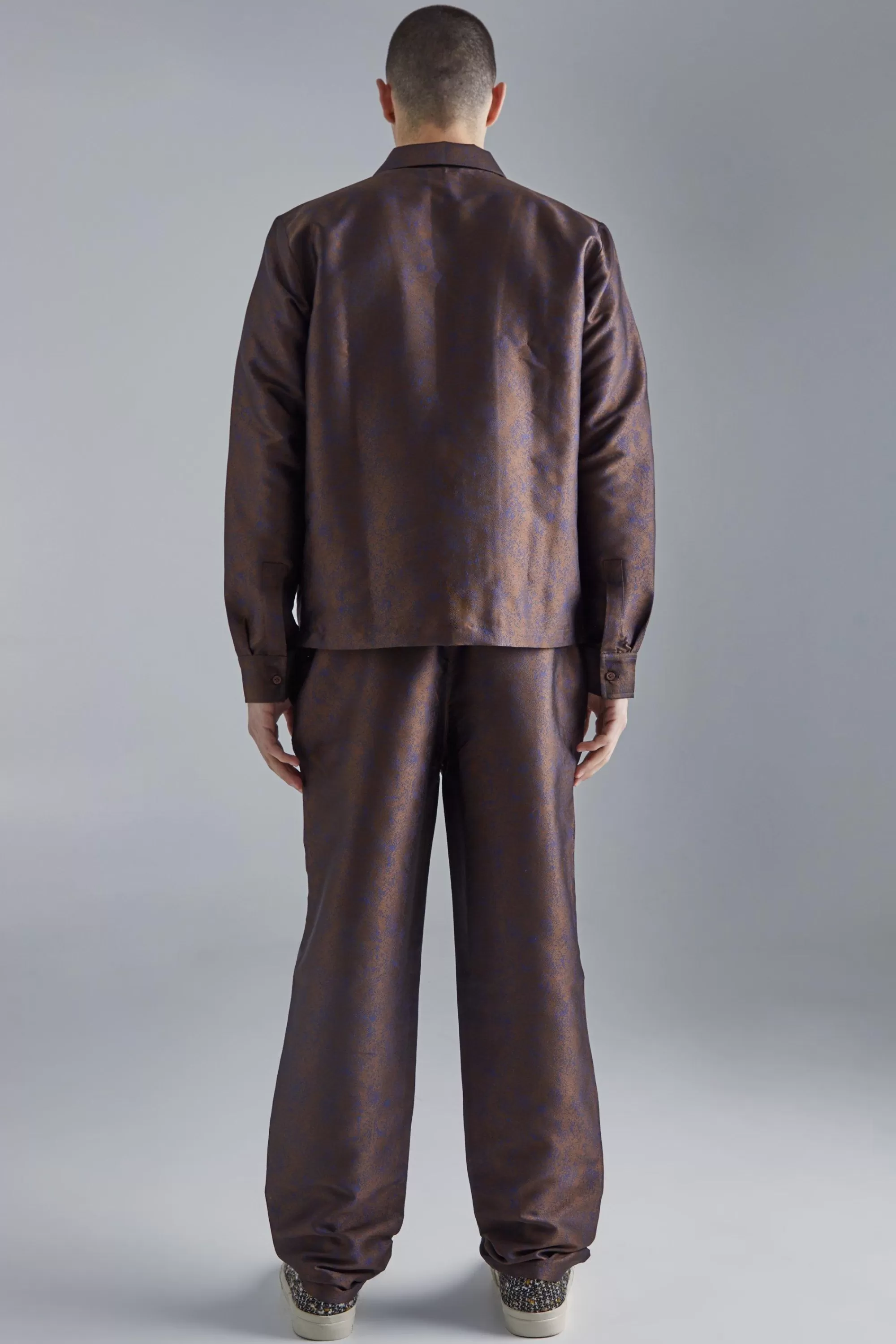 boohooMAN Marl Fabric Interest Straight Trouser | UK