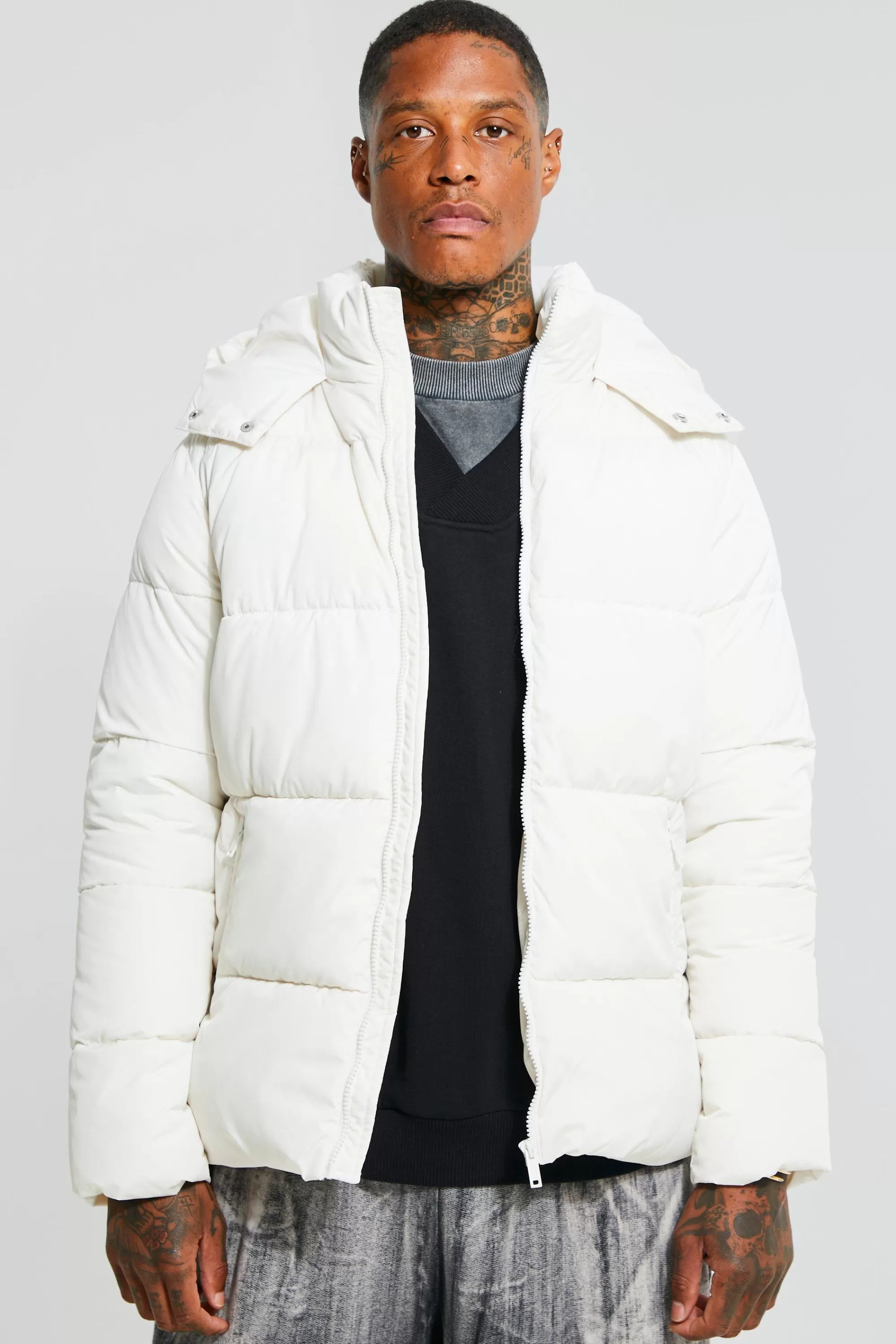 boohooMAN Matt Panel Puffer Jacket | UK