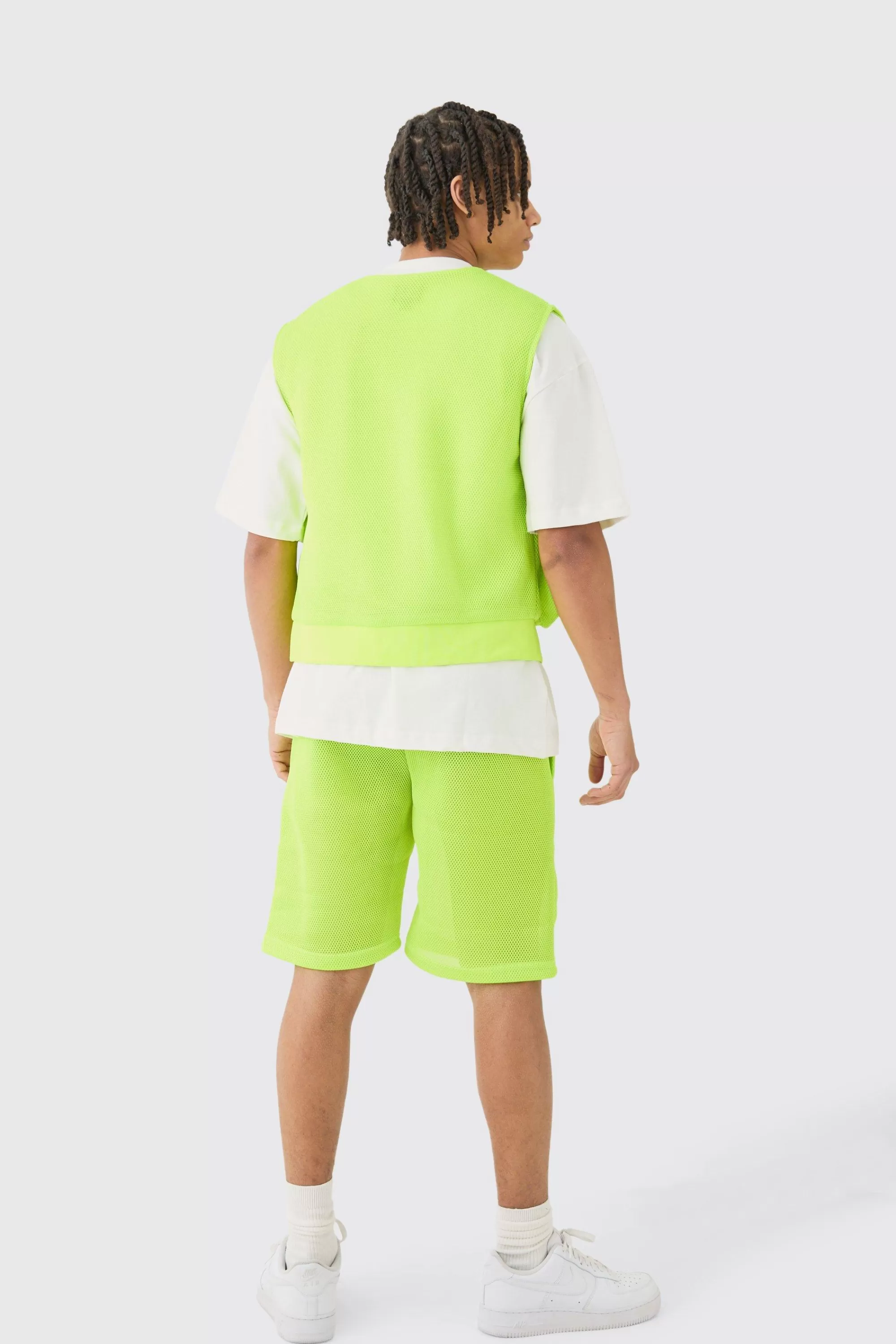 boohooMAN Mesh Vest & Short Set | UK