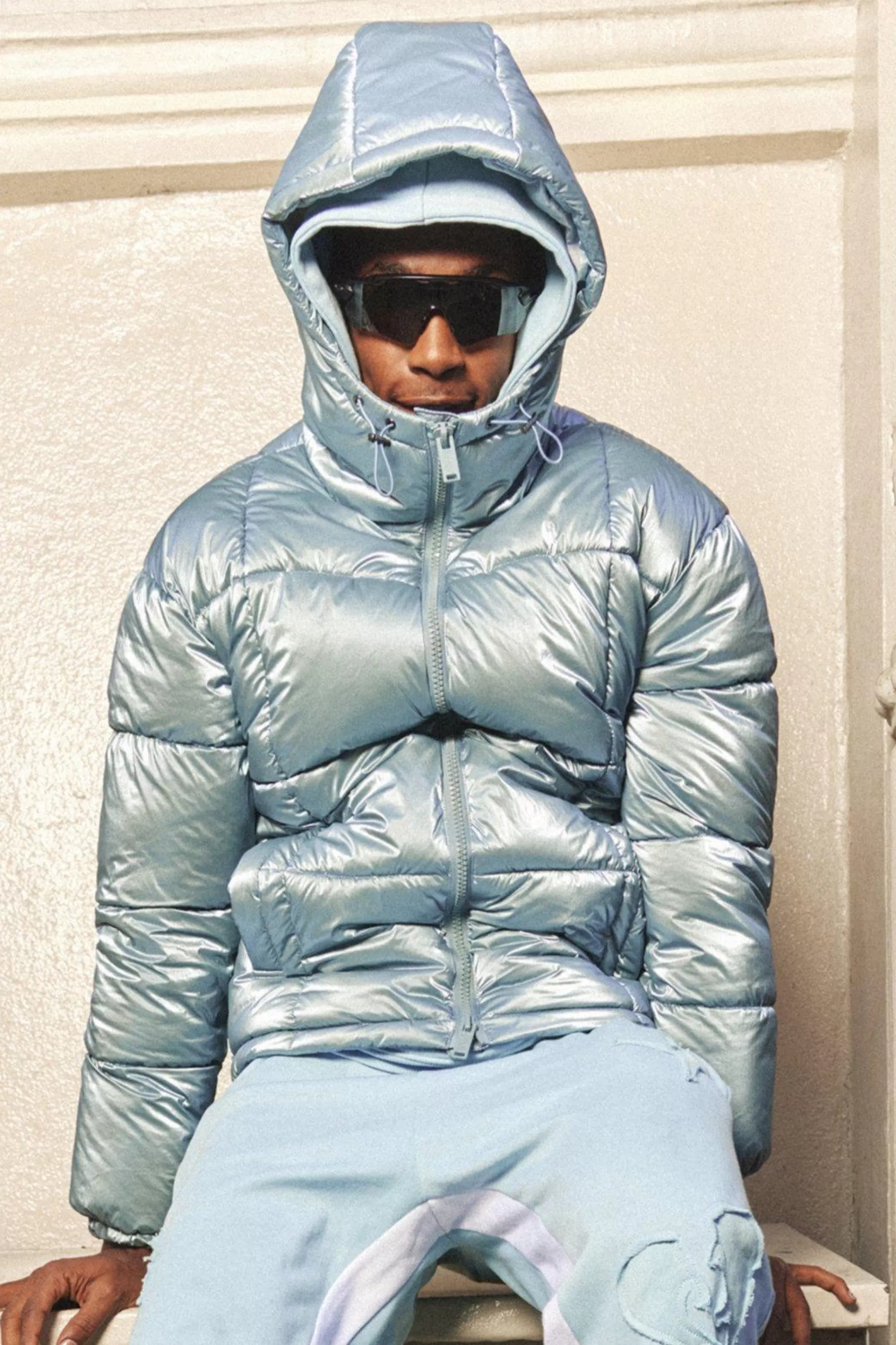 boohooMAN Metallic Square Quilted Puffer | UK