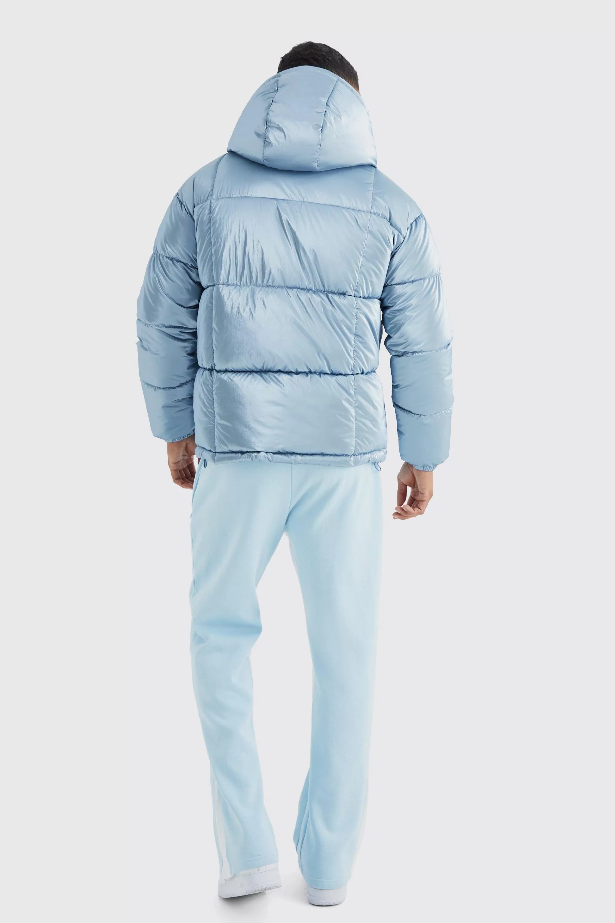 boohooMAN Metallic Square Quilted Puffer | UK