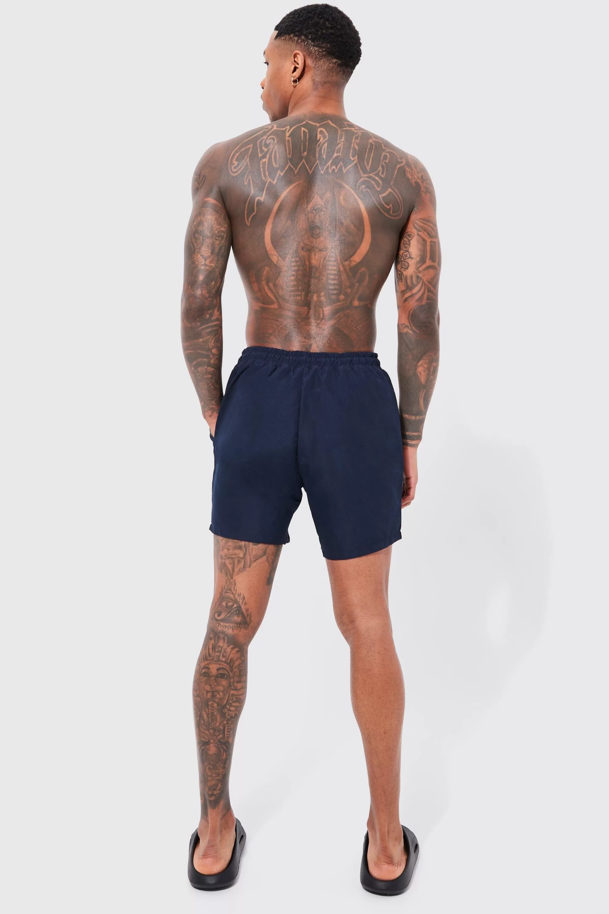 boohooMAN Mid Length Plain Swim Shorts | UK