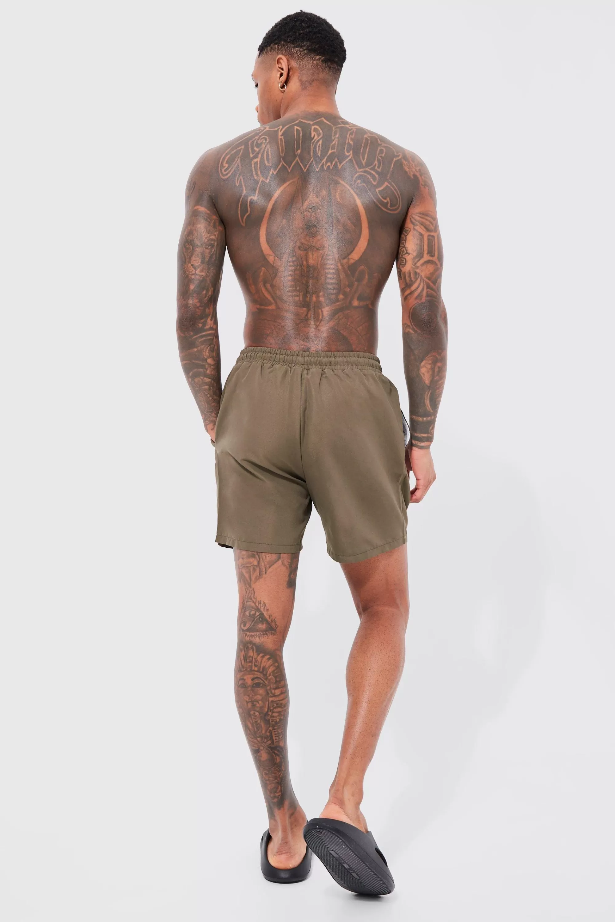 boohooMAN Mid Length Plain Swim Shorts | UK