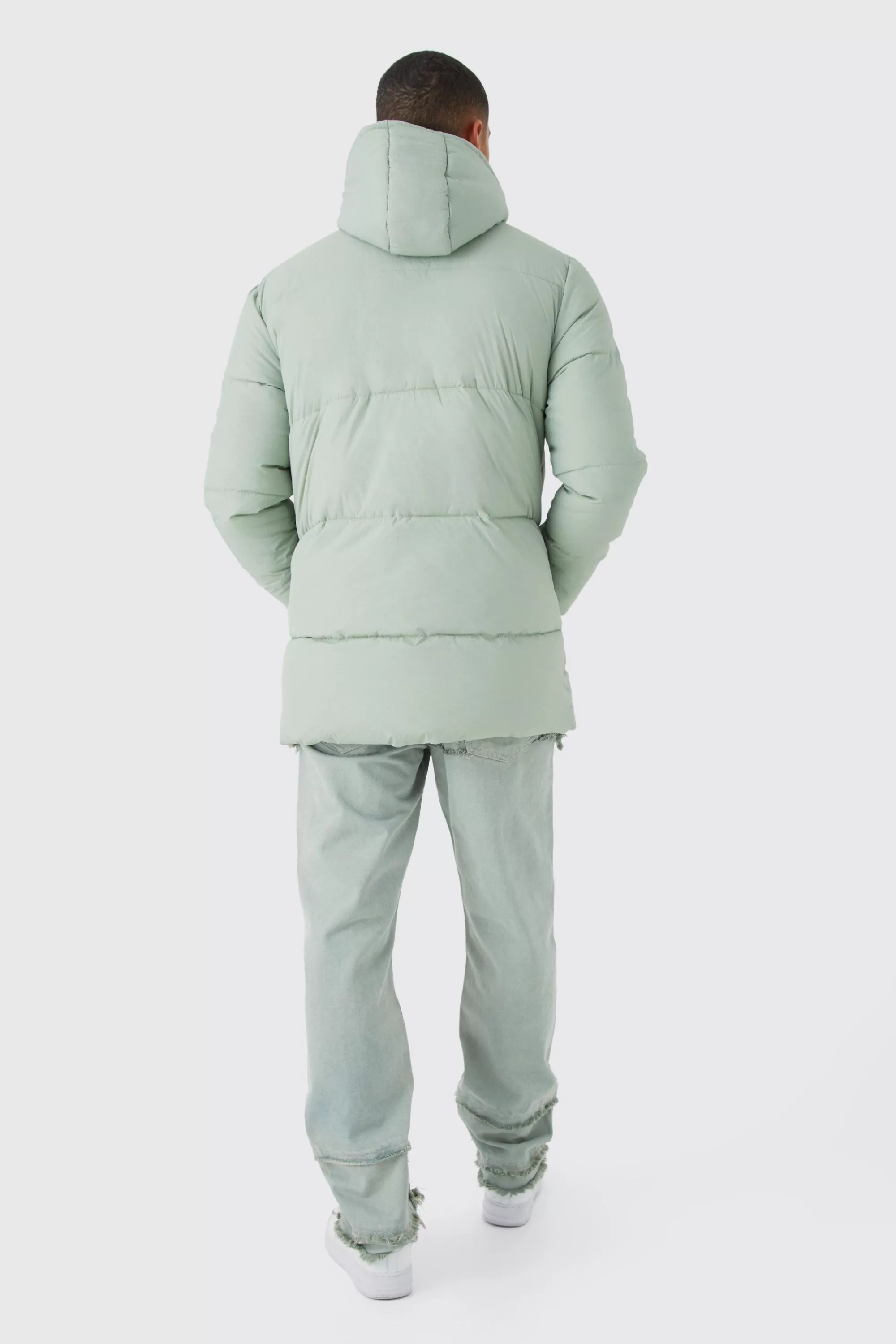 boohooMAN Mid Length Puffer Parka | UK