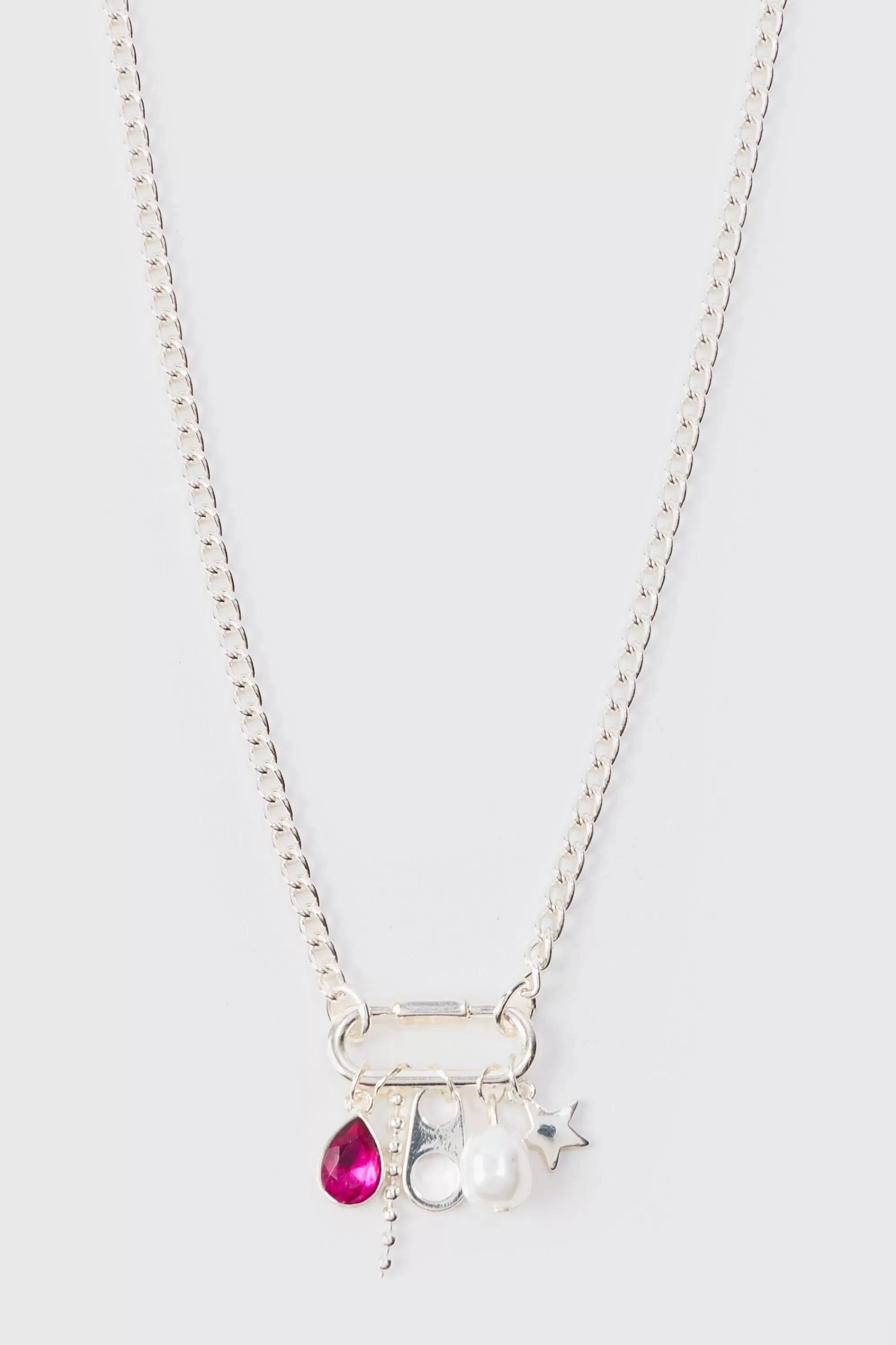 boohooMAN Mixed Pendant Loop Chain Necklace In | UK
