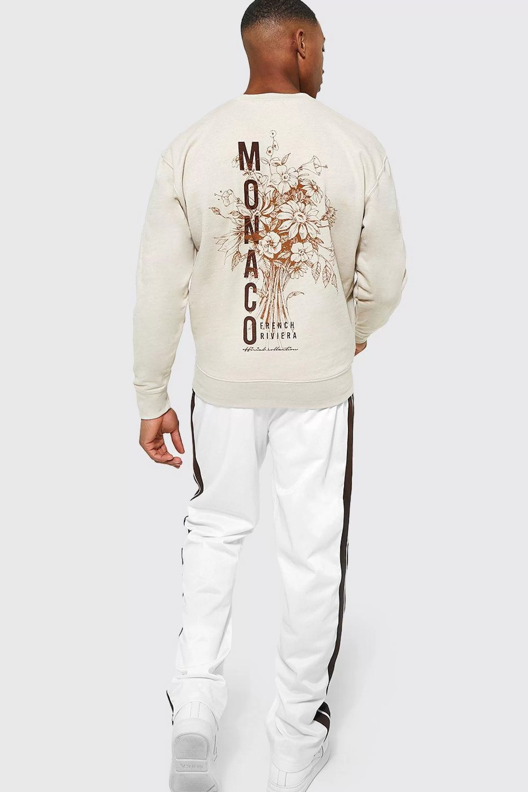 boohooMAN Monaco Back Print Sweatshirt | UK
