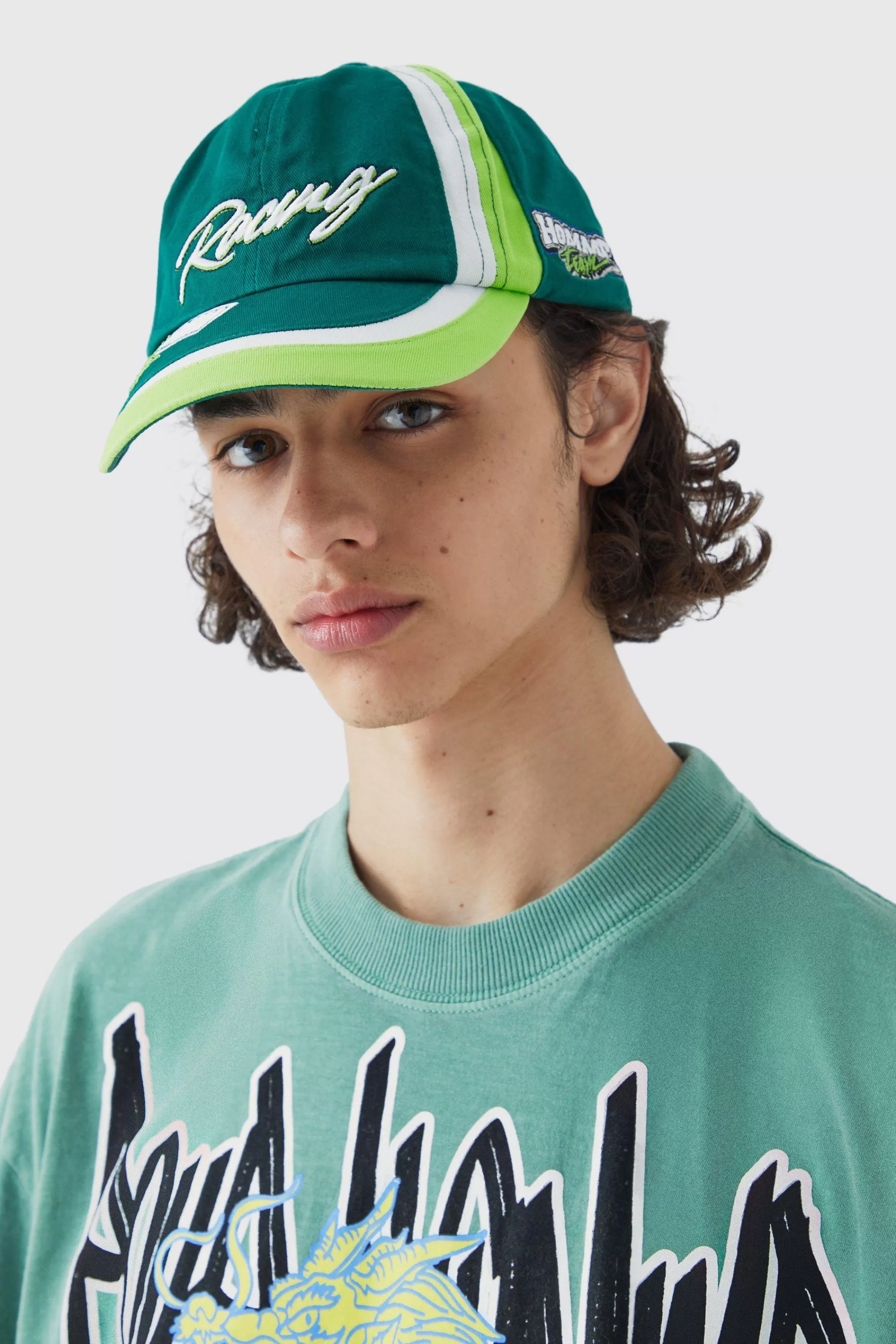 boohooMAN Moto Badge Washed Cap | UK