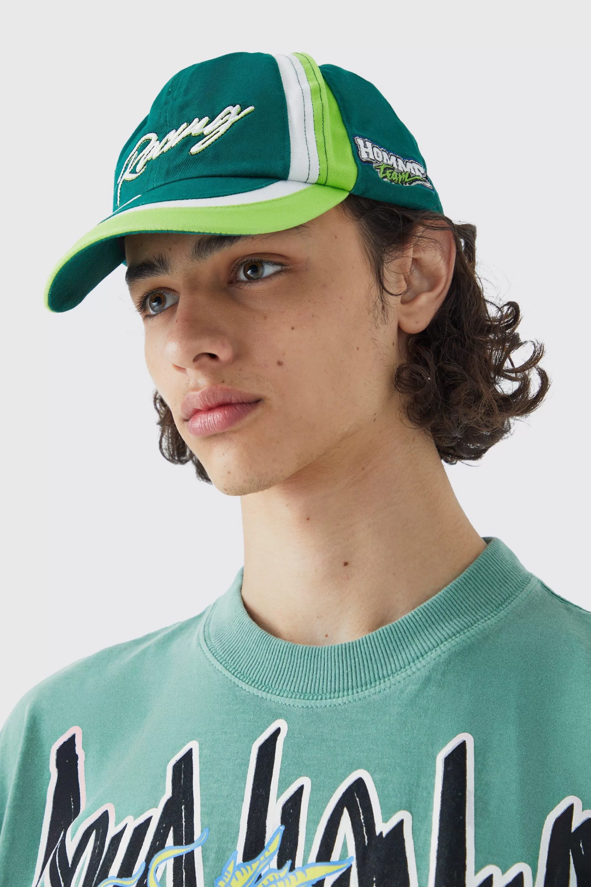 boohooMAN Moto Badge Washed Cap | UK