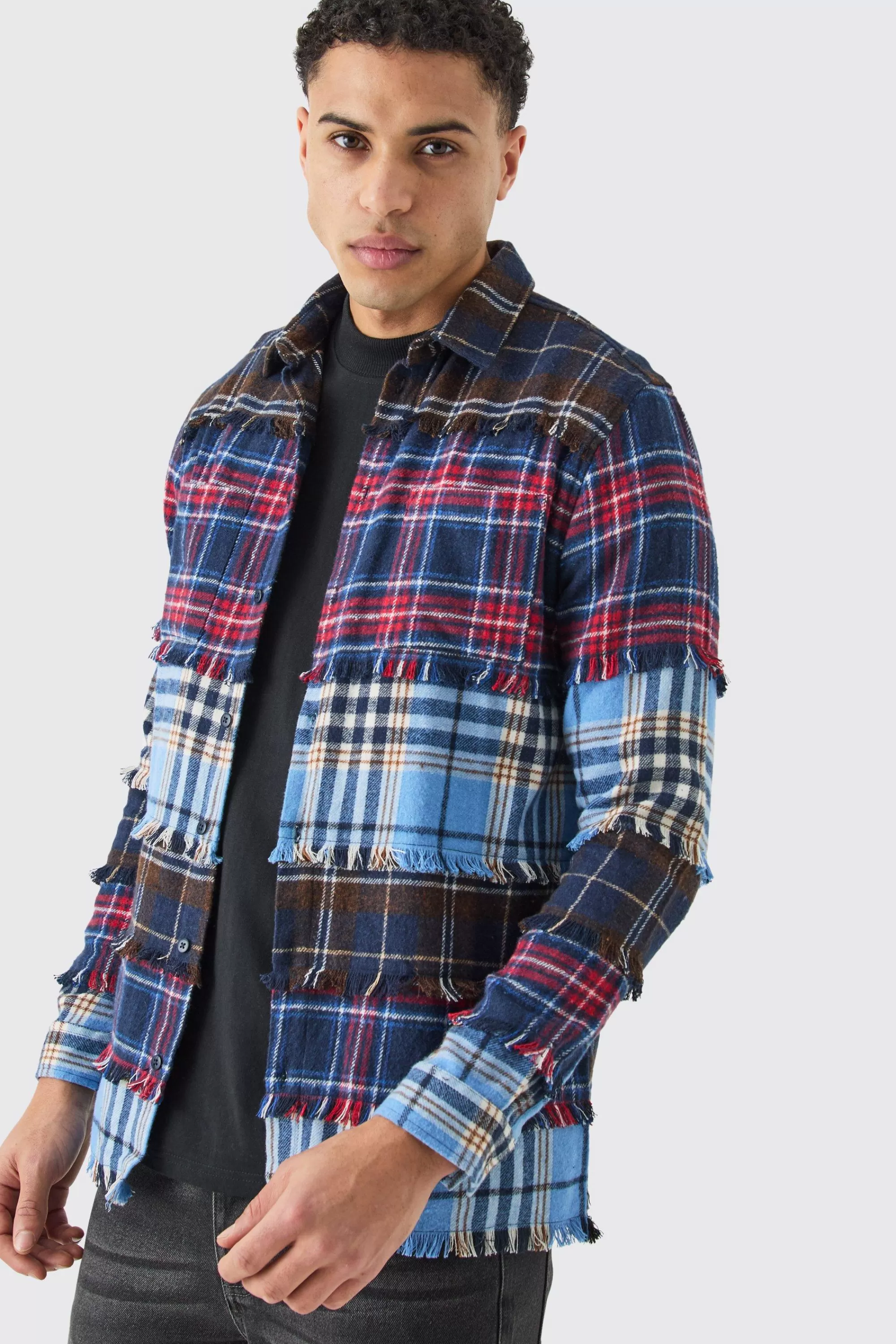 boohooMAN Multi 4 Stripe Check Shirt | UK