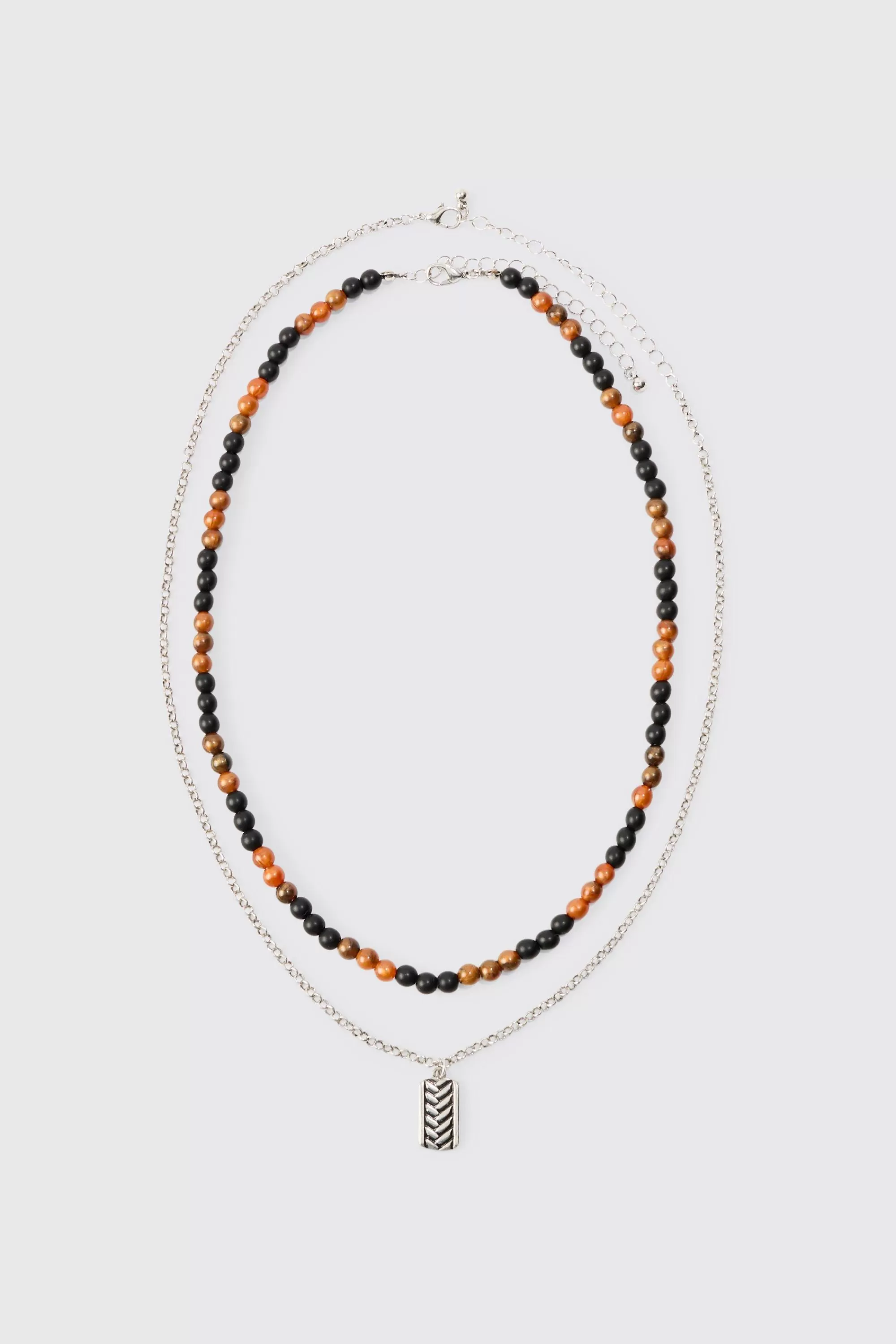 boohooMAN Multi Layer Dog Tag Pendant Necklace | UK
