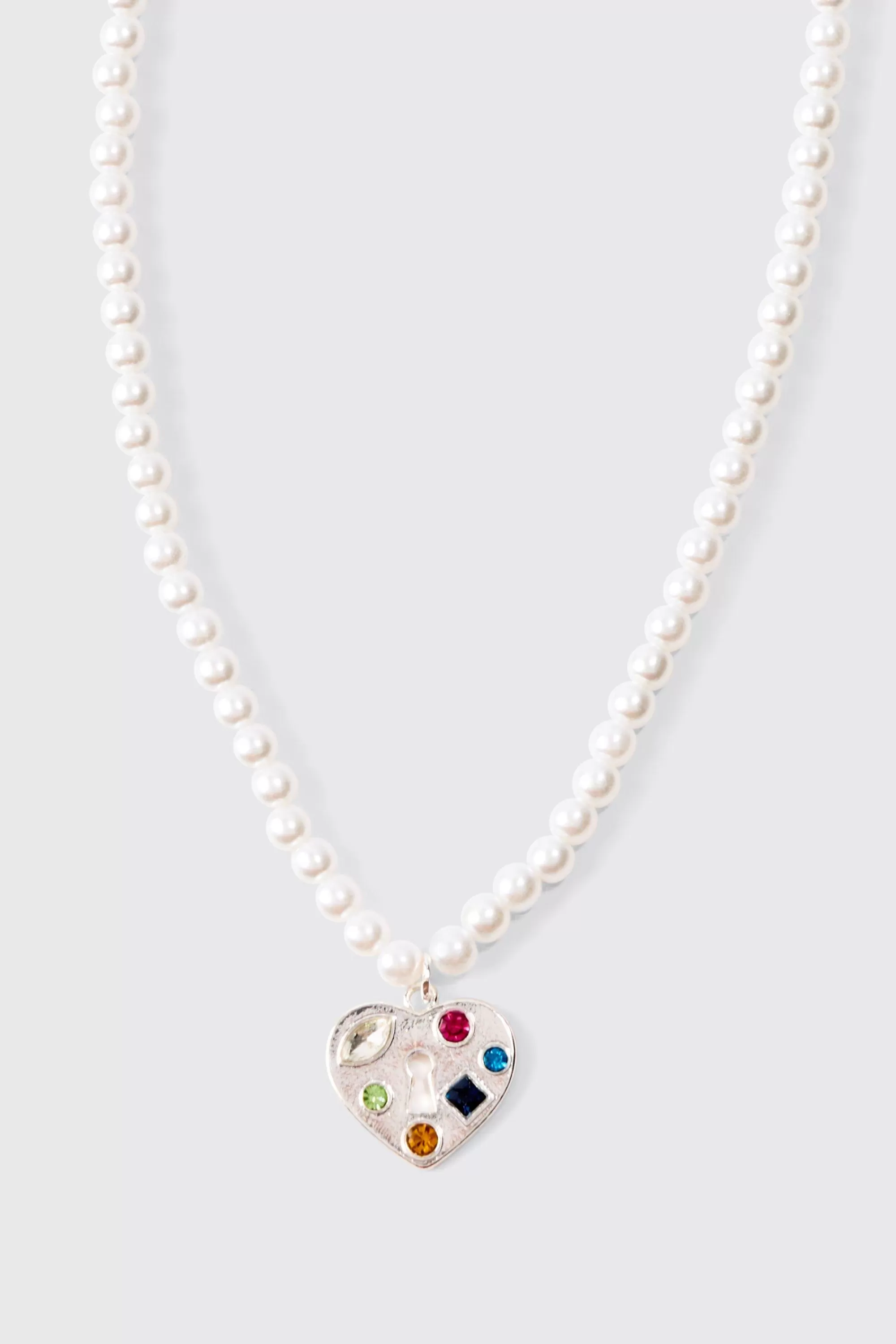 boohooMAN Multi Layer Pearl Chain Man Branded Necklace In | UK