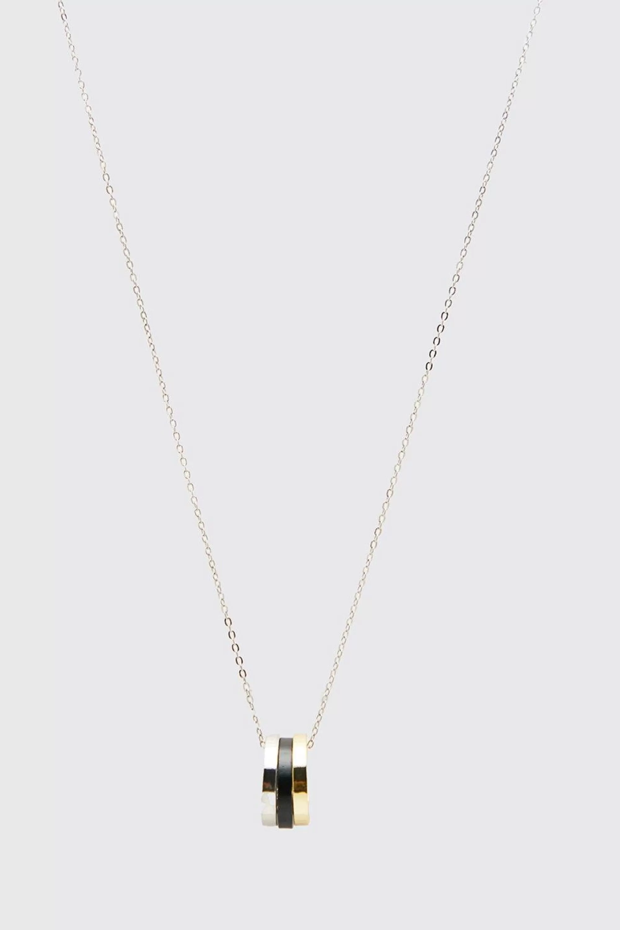 boohooMAN Multi Ring Detail Pendant Necklace | UK