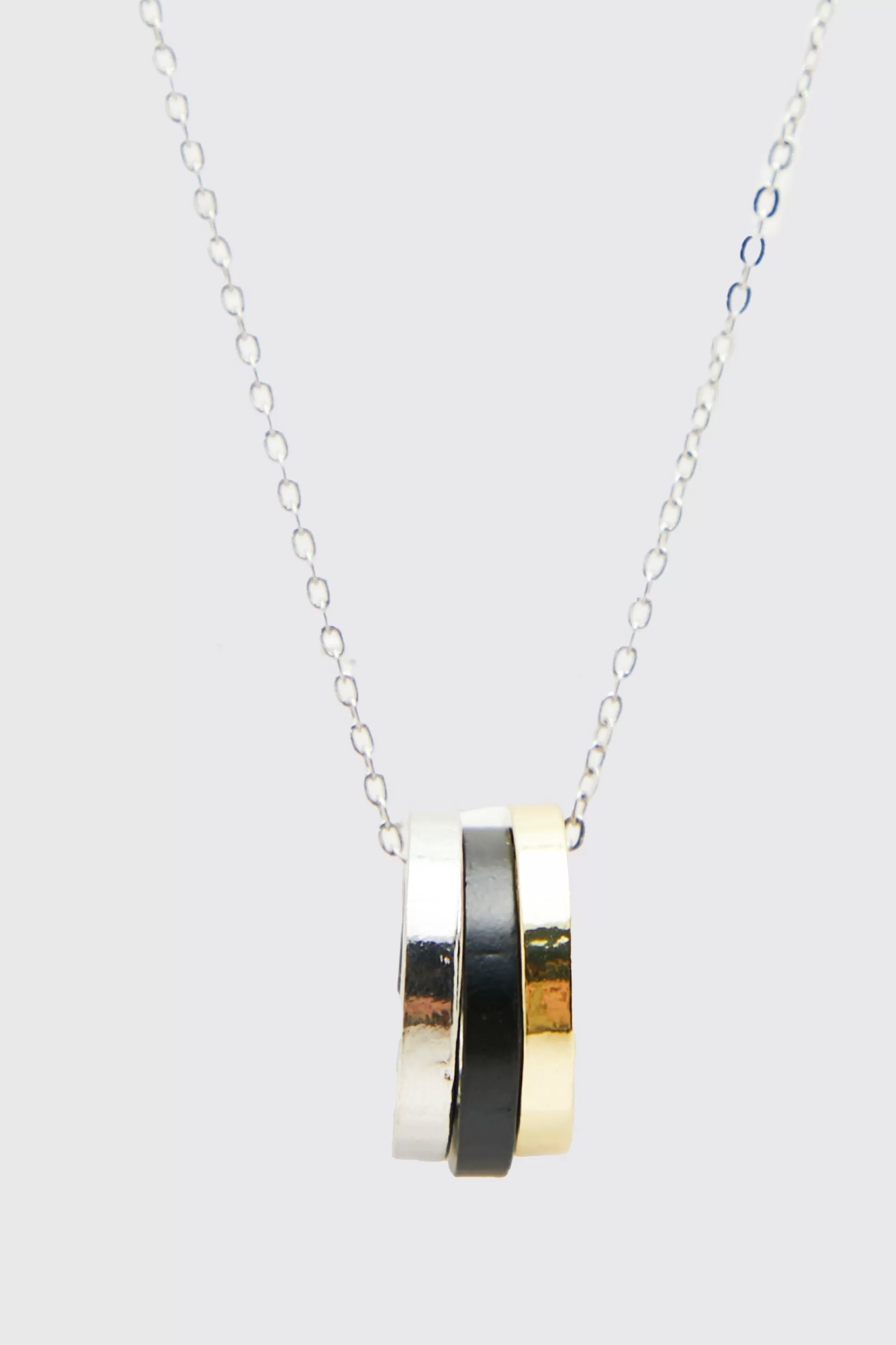 boohooMAN Multi Ring Detail Pendant Necklace | UK