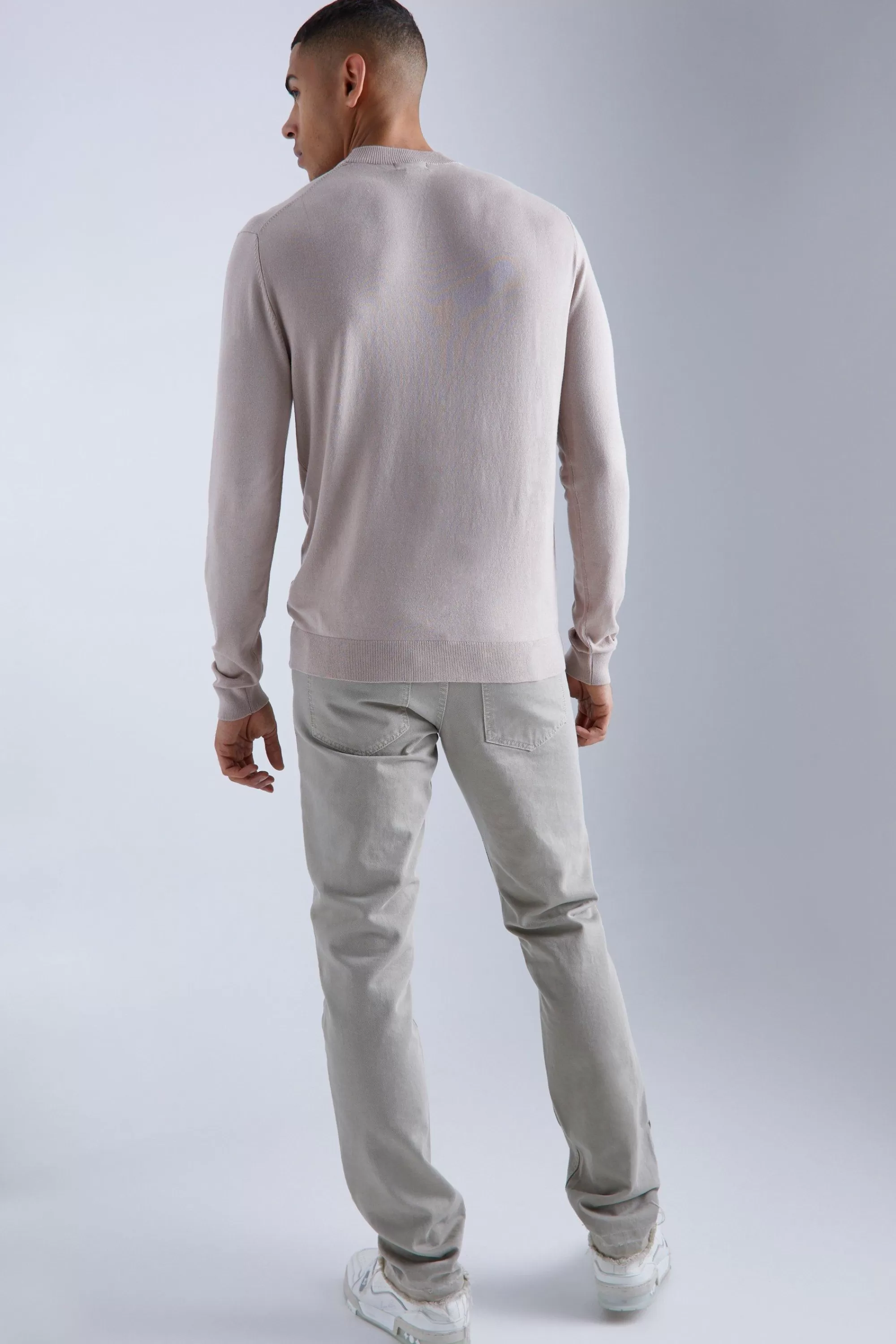boohooMAN Muscle Fit Ribbed Extended Neck Jumper | UK