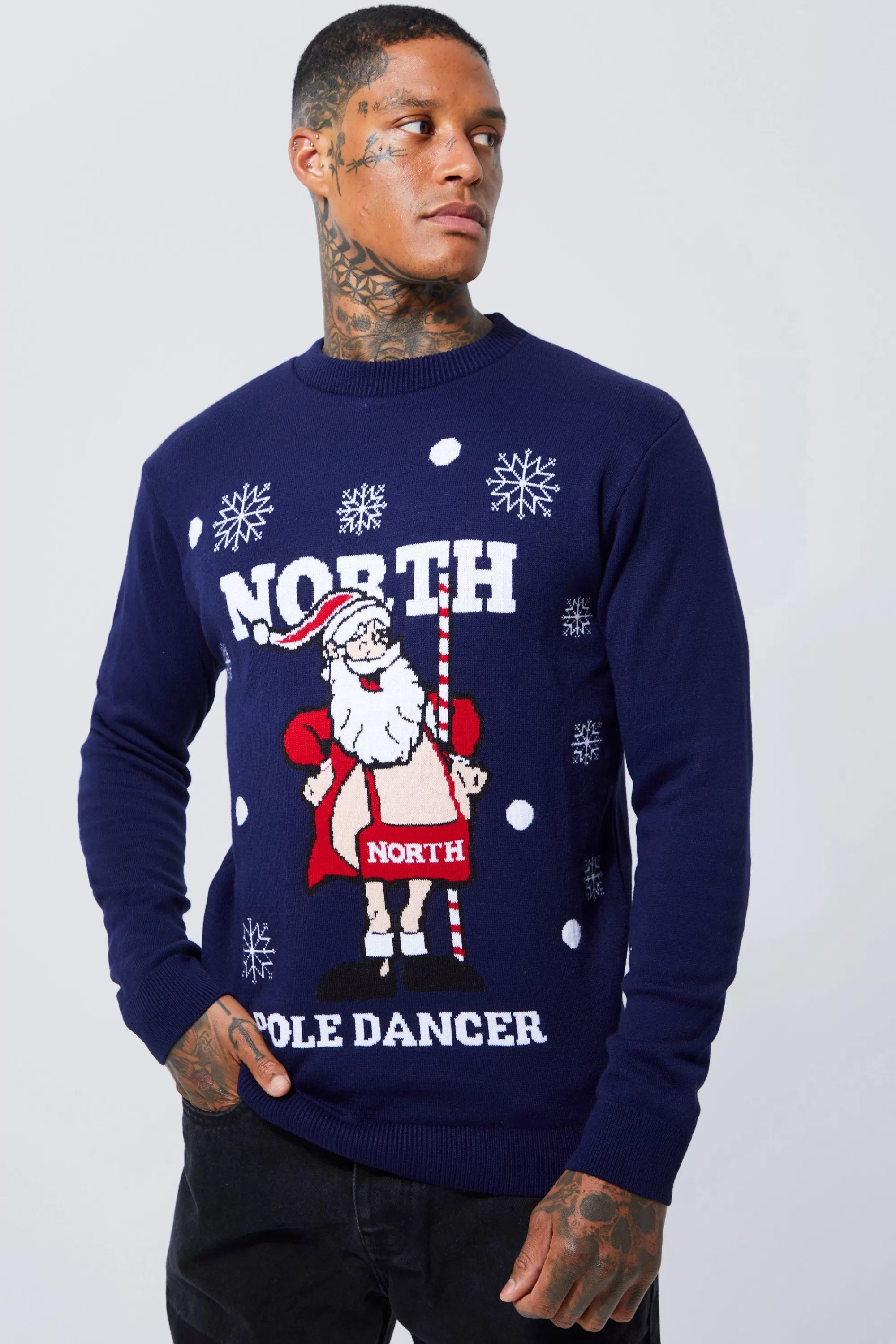 boohooMAN North Pole Dancer Christmas Jumper | UK