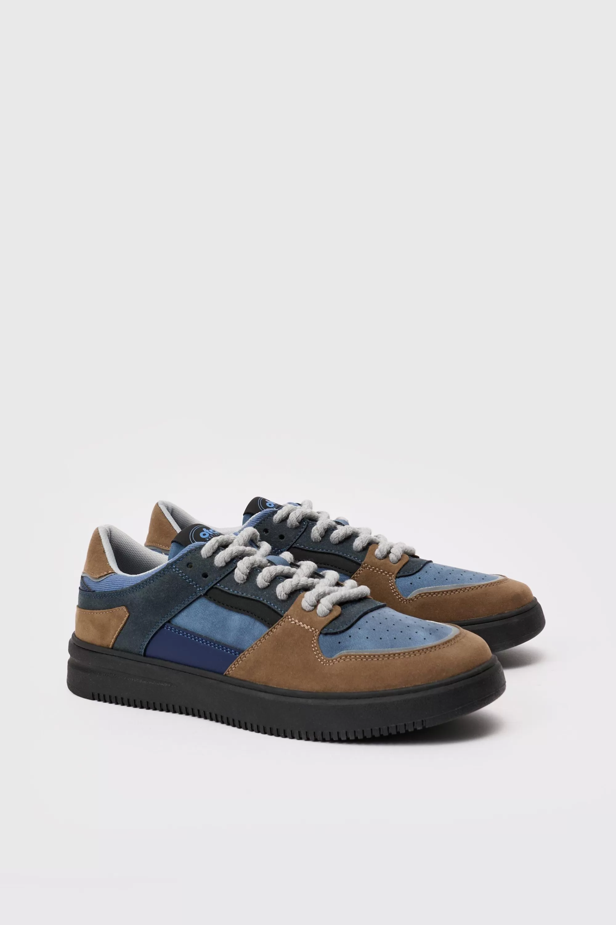 boohooMAN Ofcl Tab Chunky Rope Lace Trainers In | UK