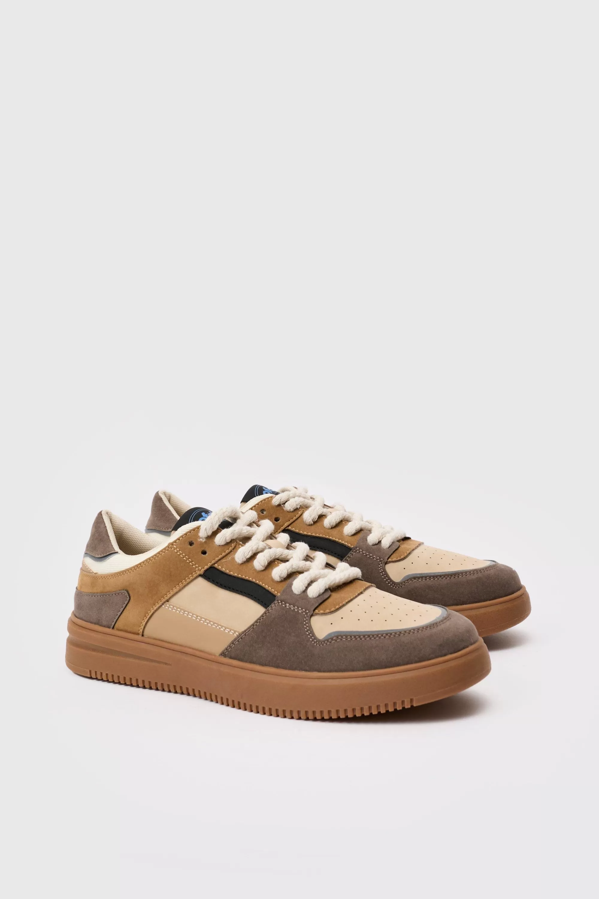 boohooMAN Ofcl Tab Chunky Rope Lace Trainers In | UK