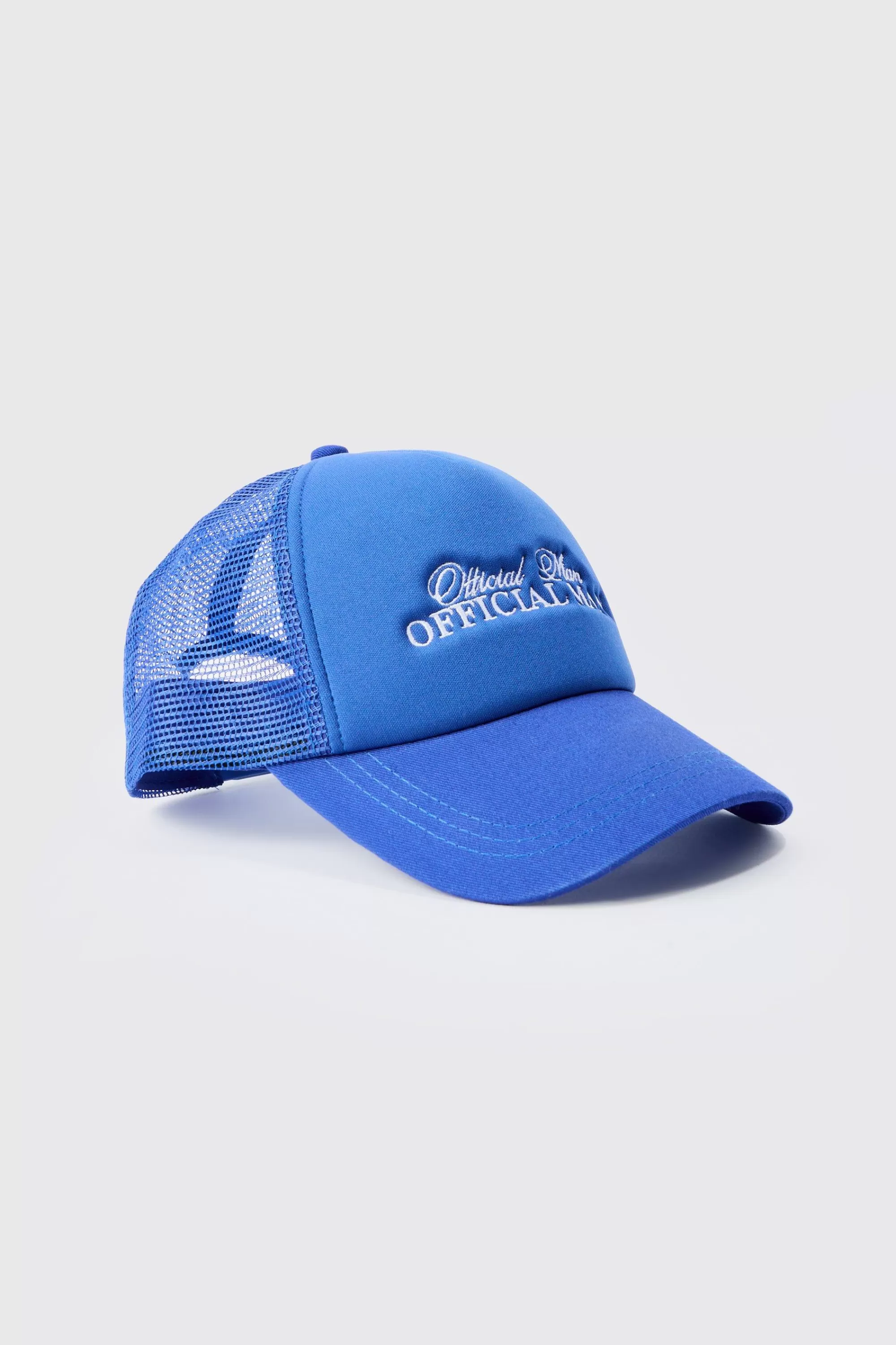 boohooMAN Official Man Embroidered Foam Cap With Mesh Panels In | UK