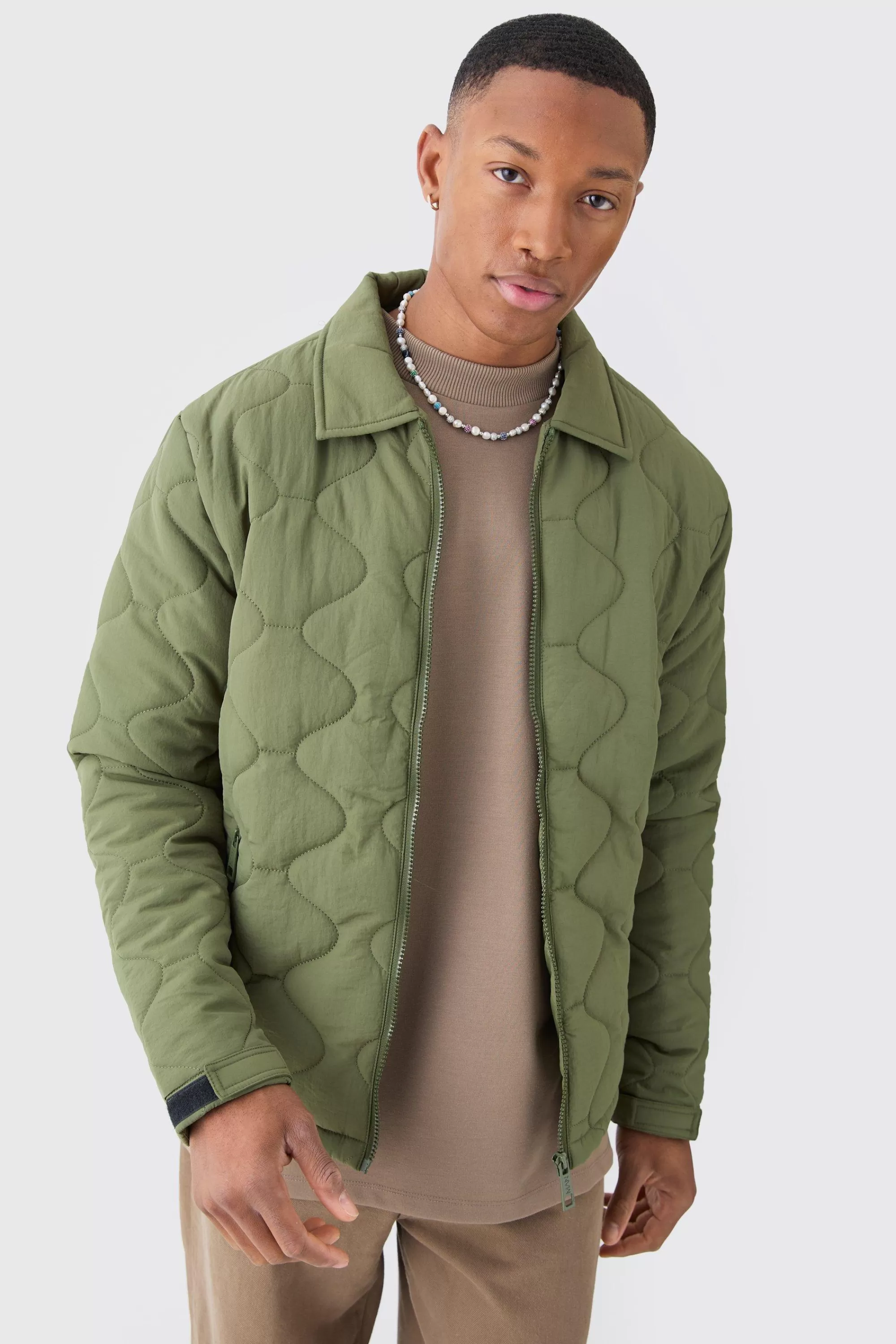 boohooMAN Onion Quilted Collared Jacket | UK
