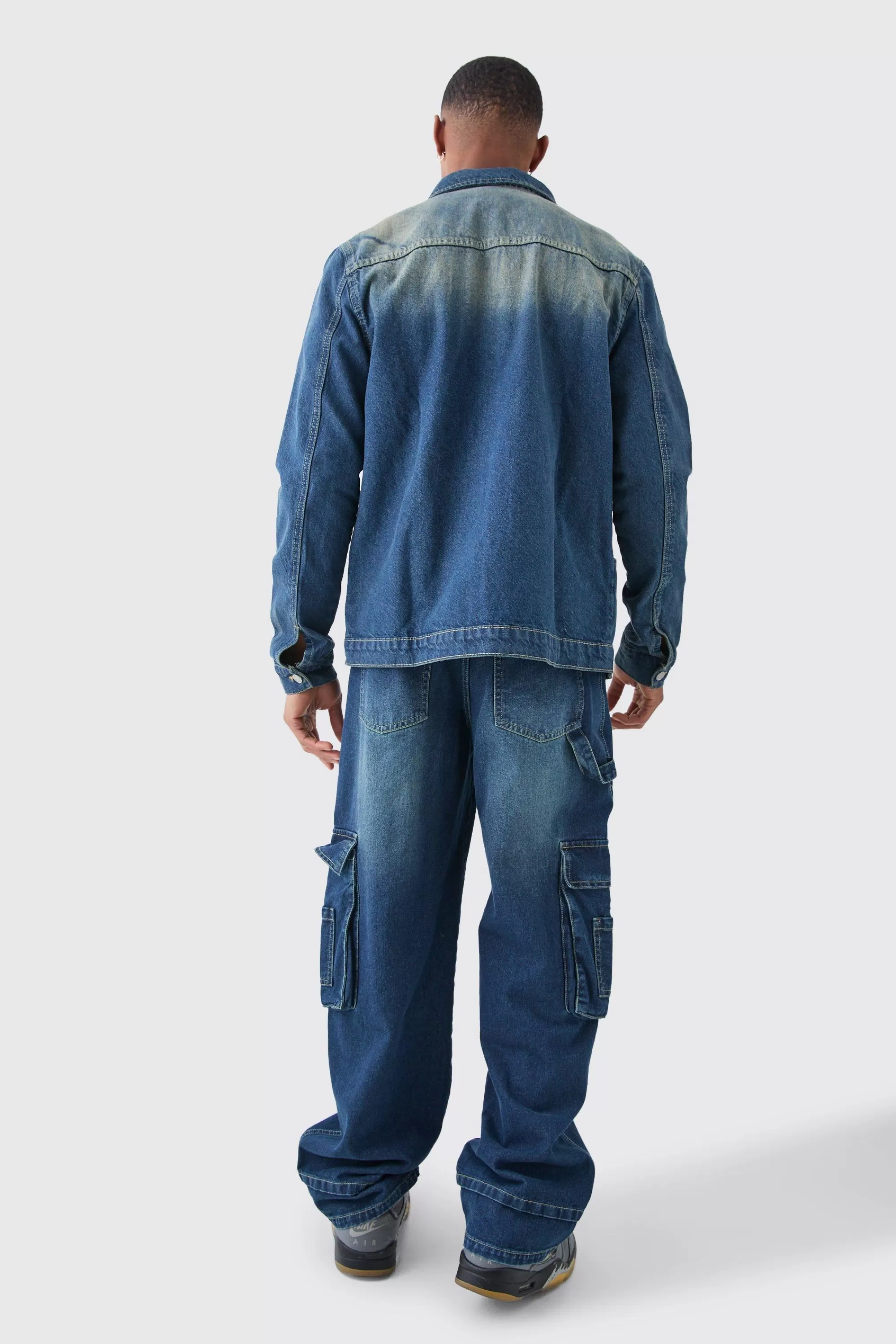 boohooMAN Overdye Western Contrast Stitch Overshirt | UK