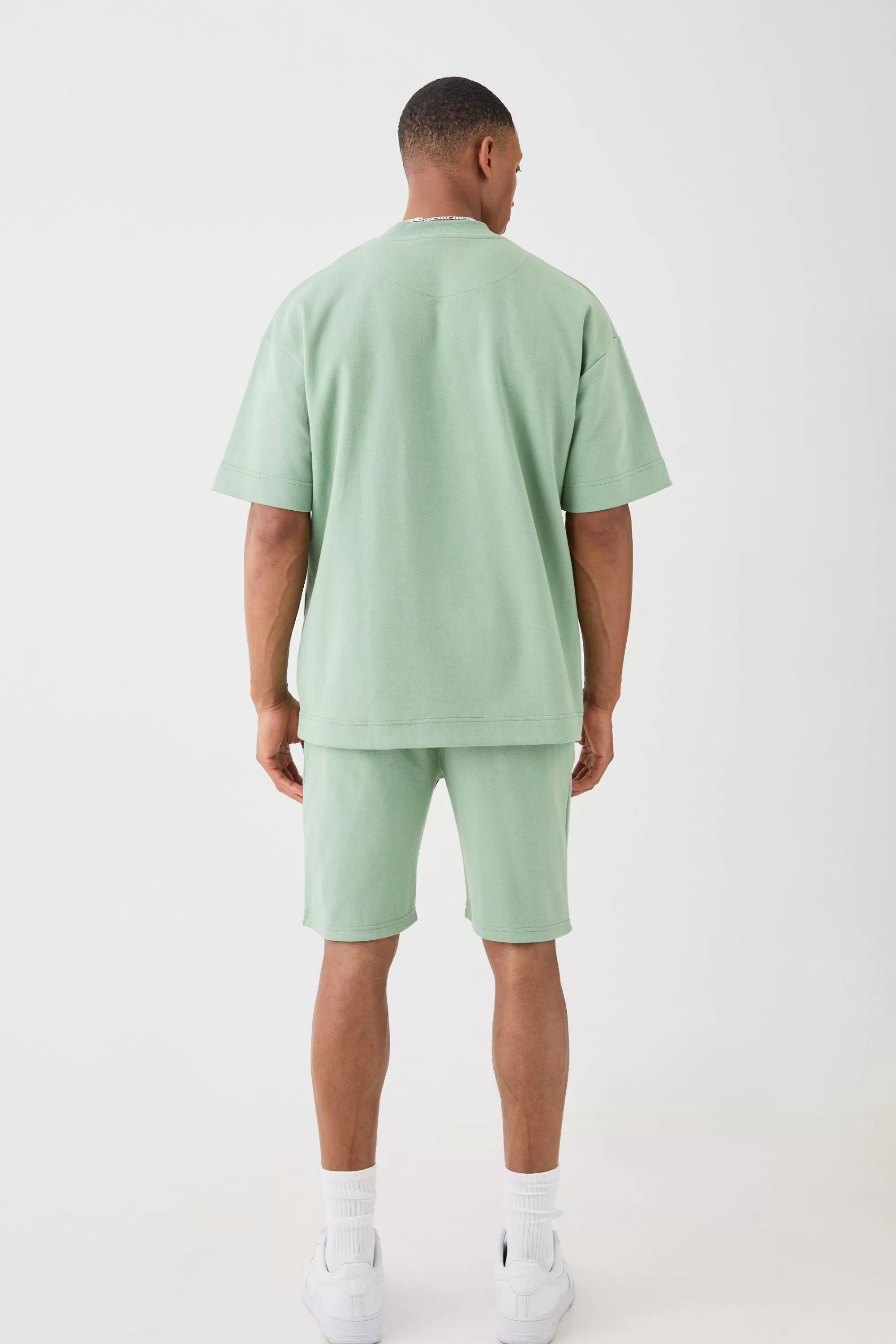 boohooMAN Overisized T-shirt & Short Interlock Set | UK