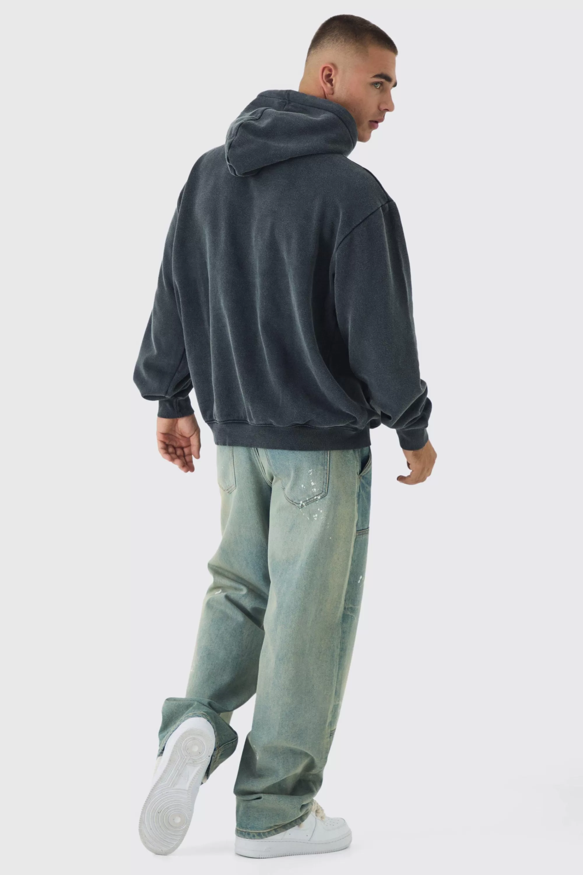 boohooMAN Oversized Acid Wash Hoodie | UK