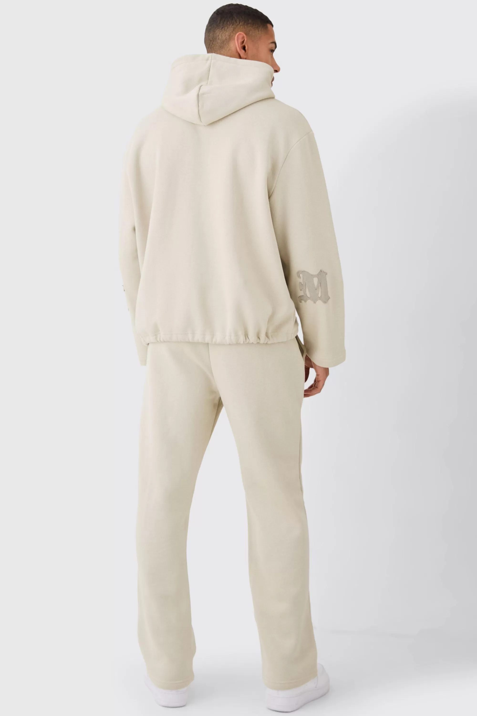 boohooMAN Oversized All Over Applique Open Hem Hoodie | UK
