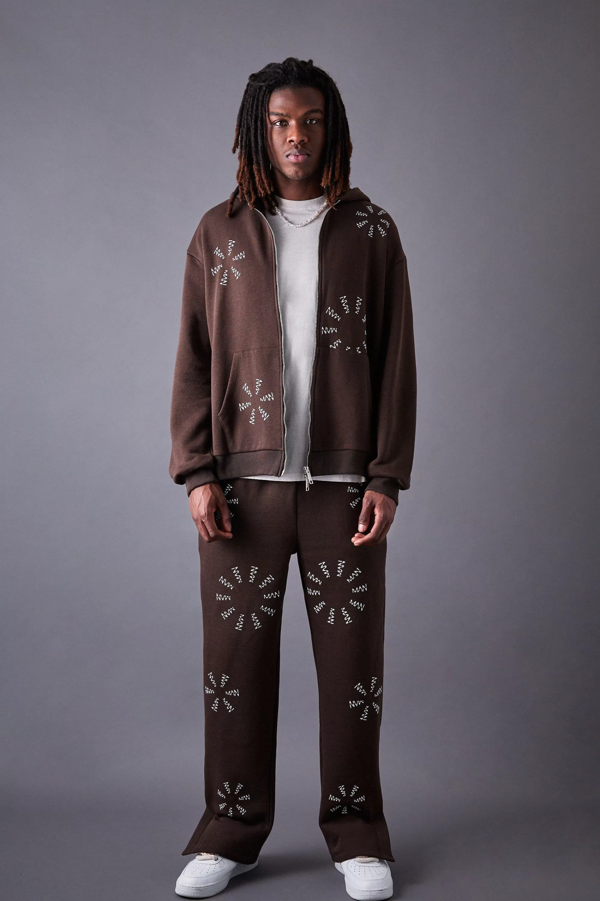 boohooMAN Oversized All Over Man Dash Colour Block Tracksuit | UK