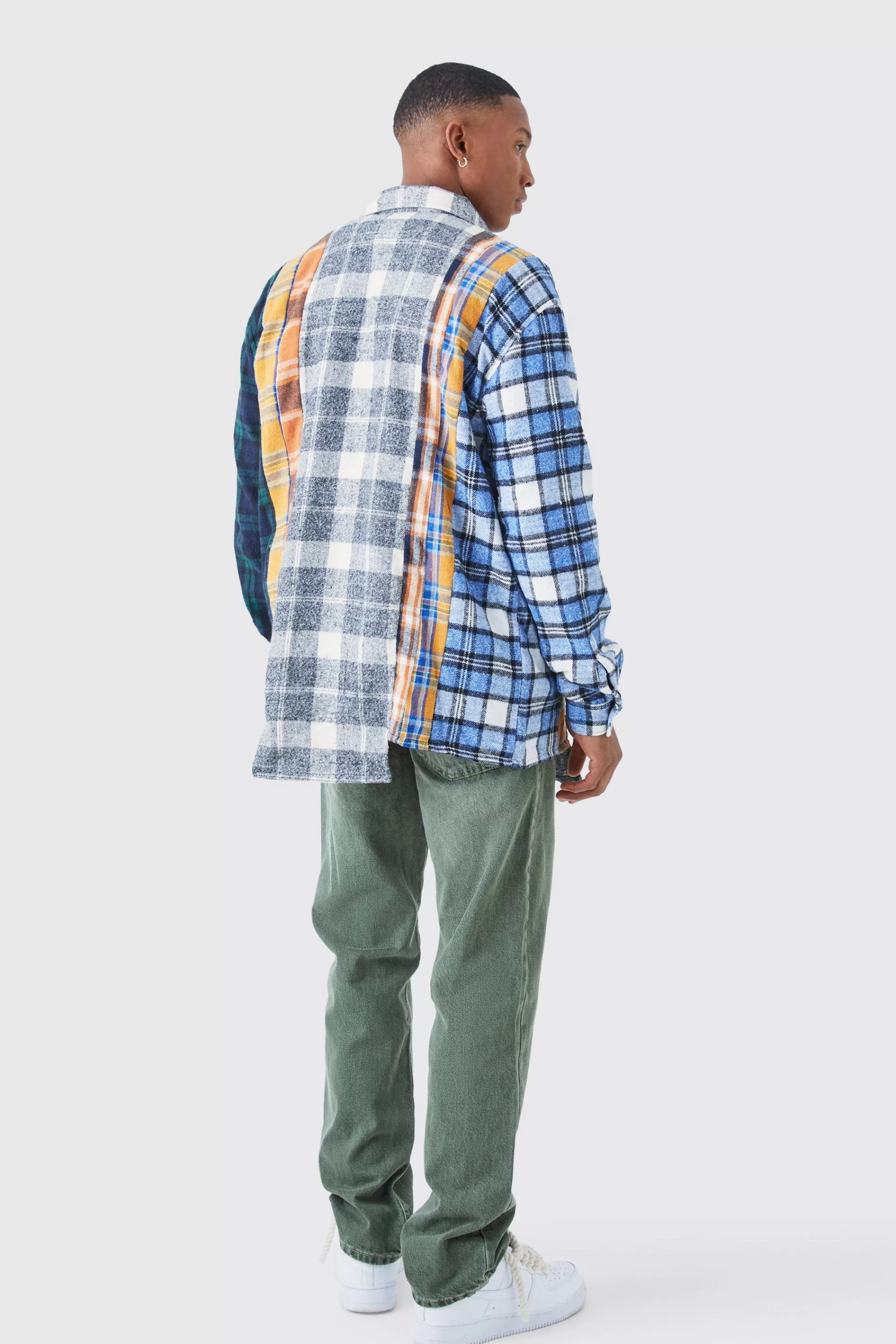 boohooMAN Oversized Asymmetric Checked Shirt | UK