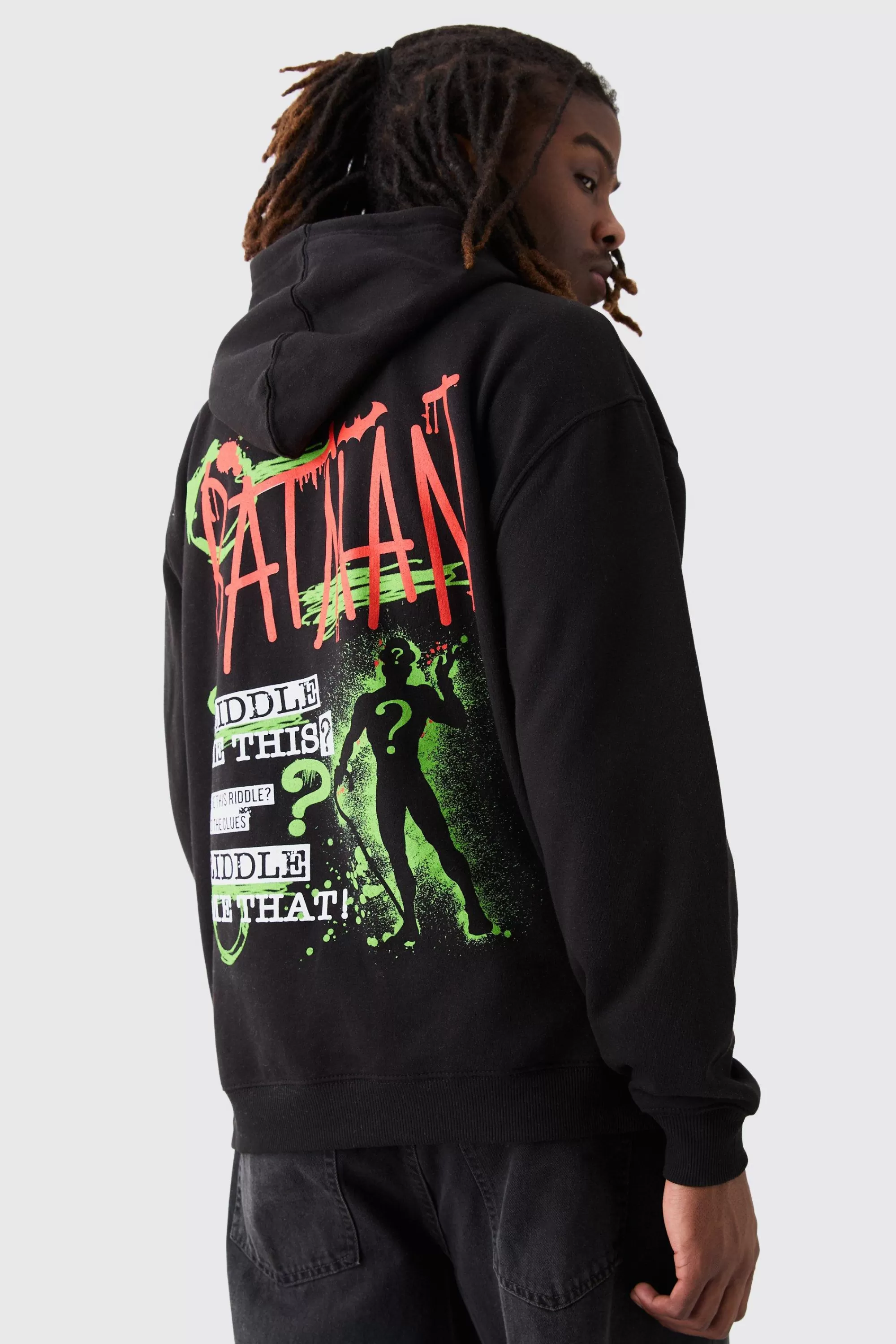 boohooMAN Oversized Batman Riddler License Hoodie | UK