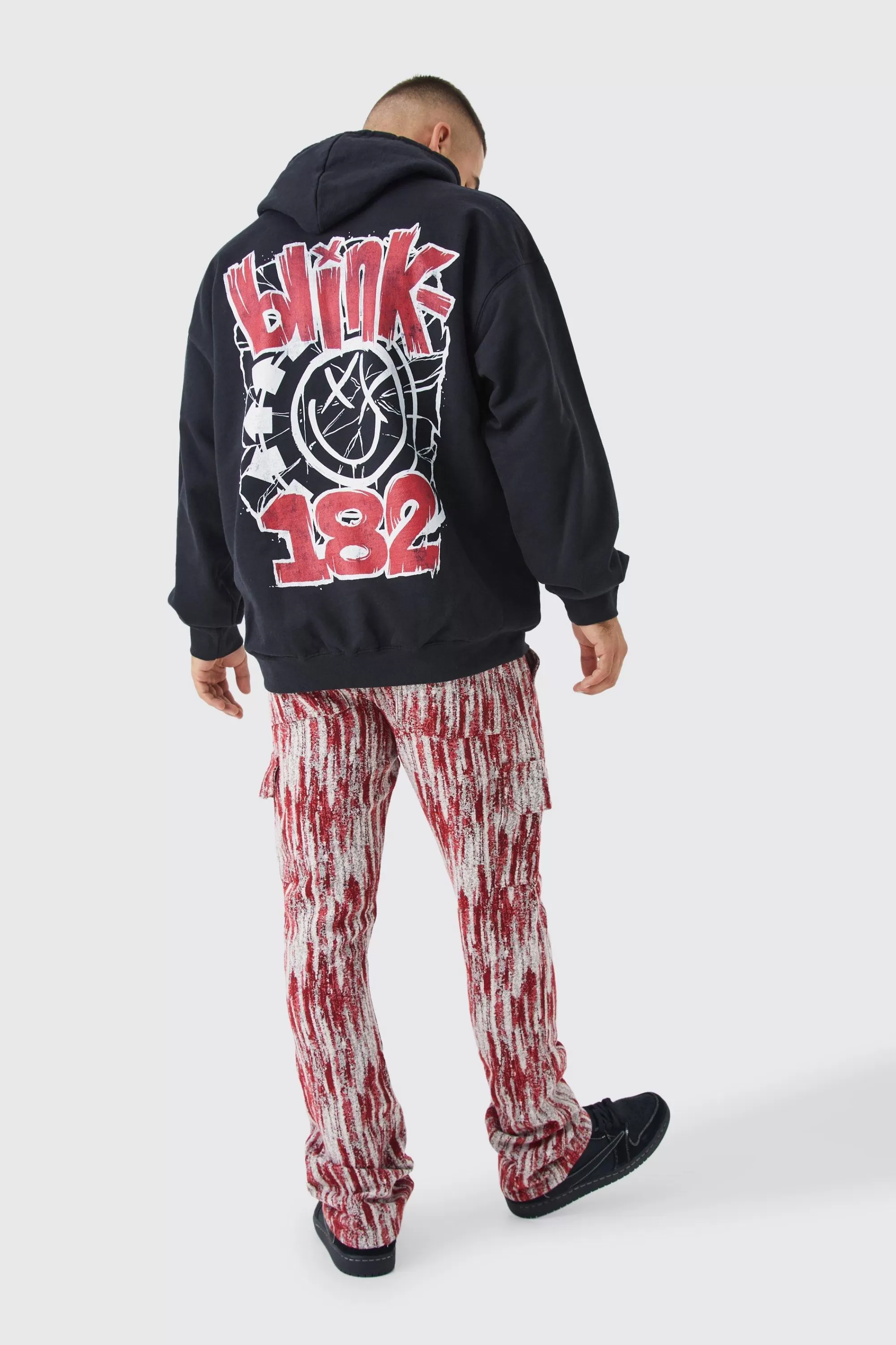 boohooMAN Oversized Blink 182 License Hoodie | UK