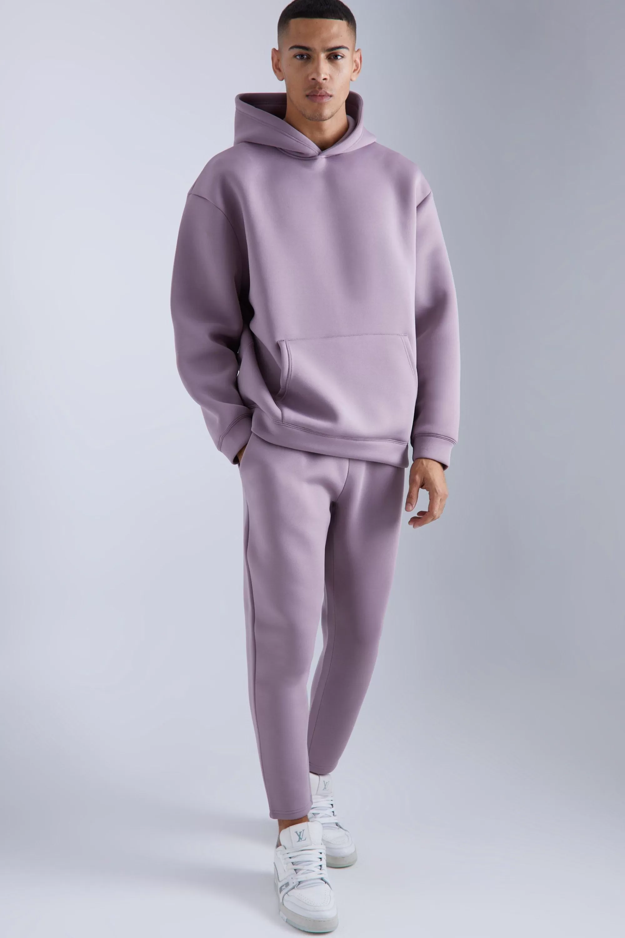 boohooMAN Oversized Bonded Scuba Hooded Tracksuit | UK
