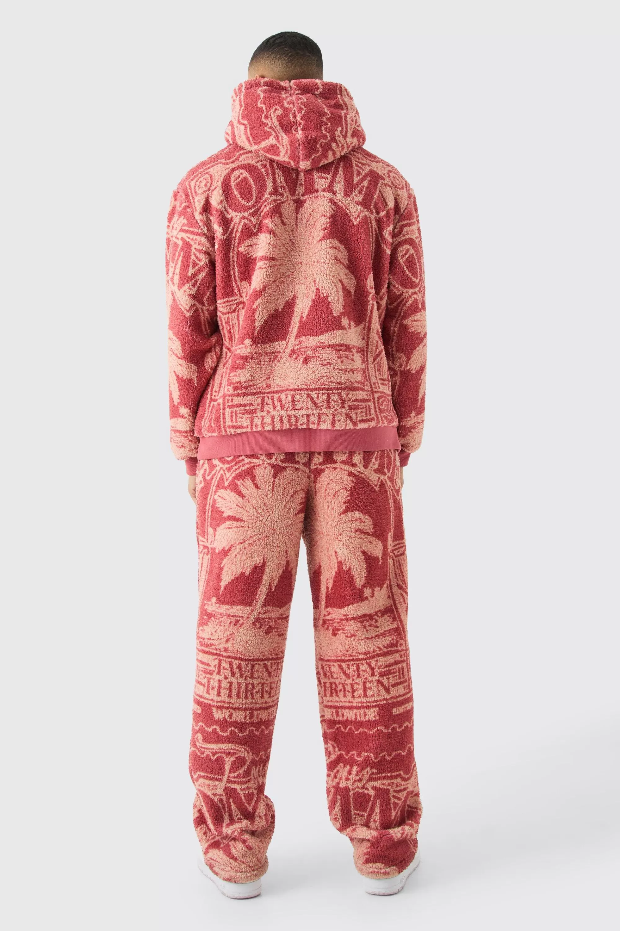 boohooMAN Oversized Borg Printed Hoodie | UK