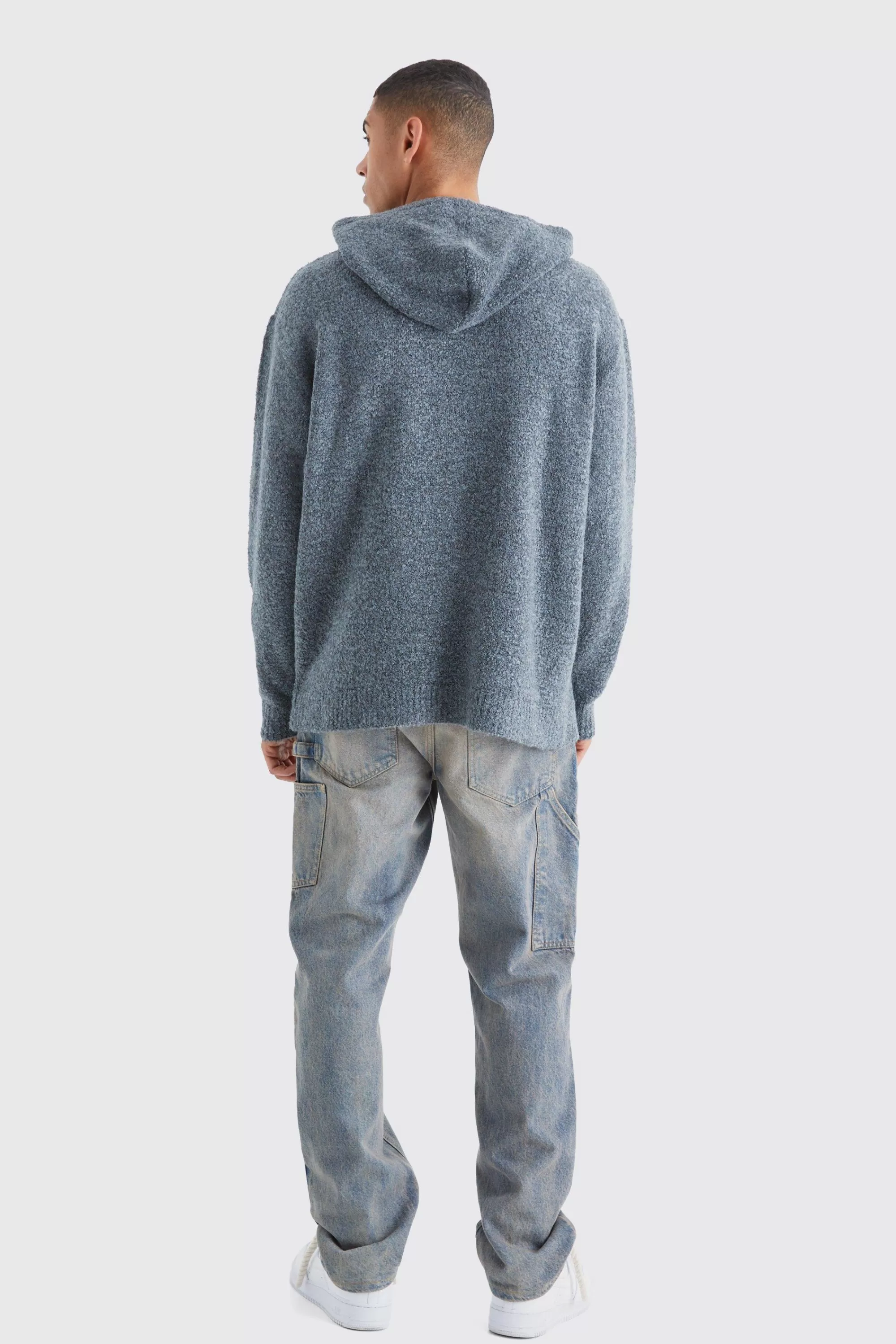 boohooMAN Oversized Boucle Knitted Hoodie | UK