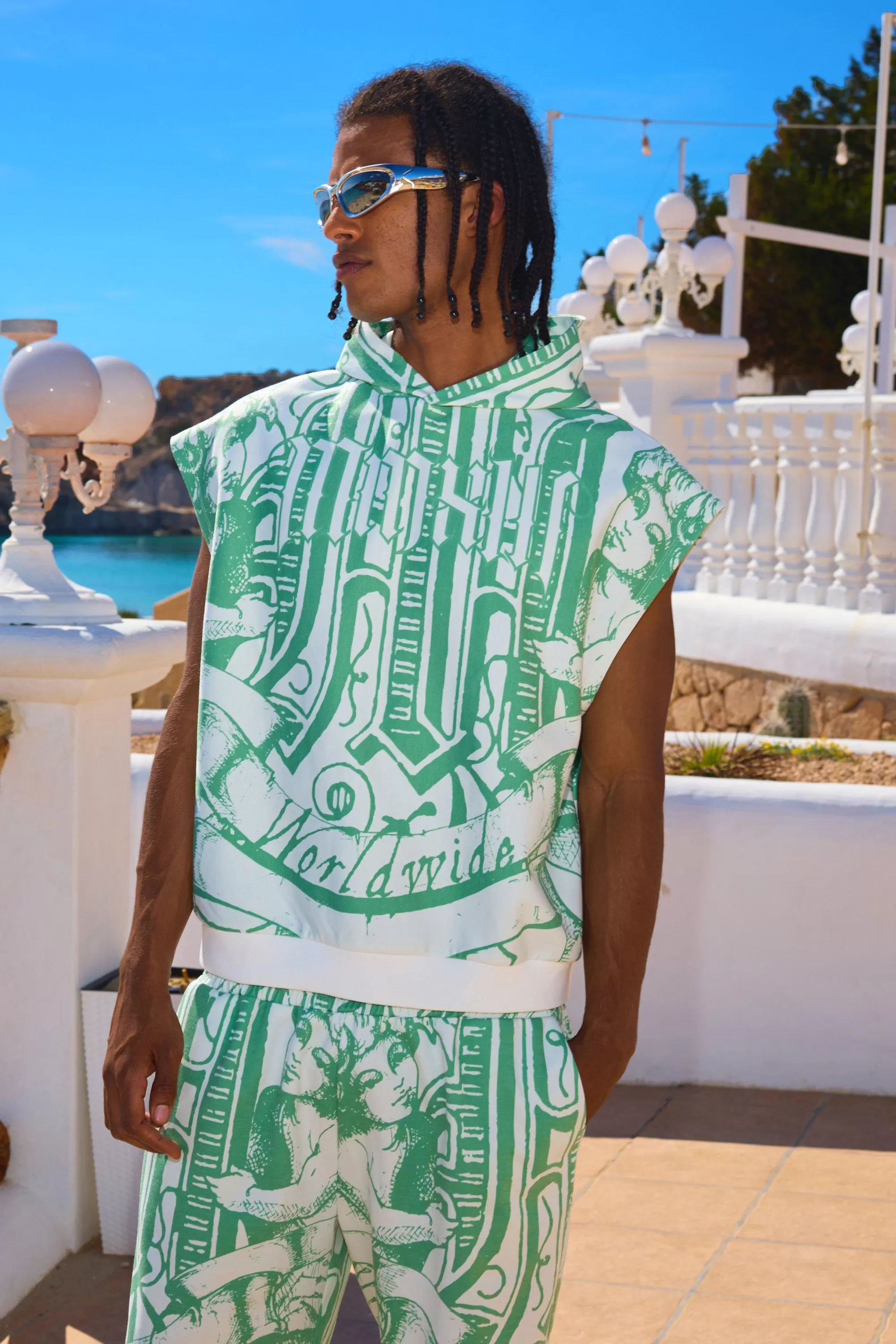 boohooMAN Oversized Boxy All Over Printed Interlock Hoodie | UK