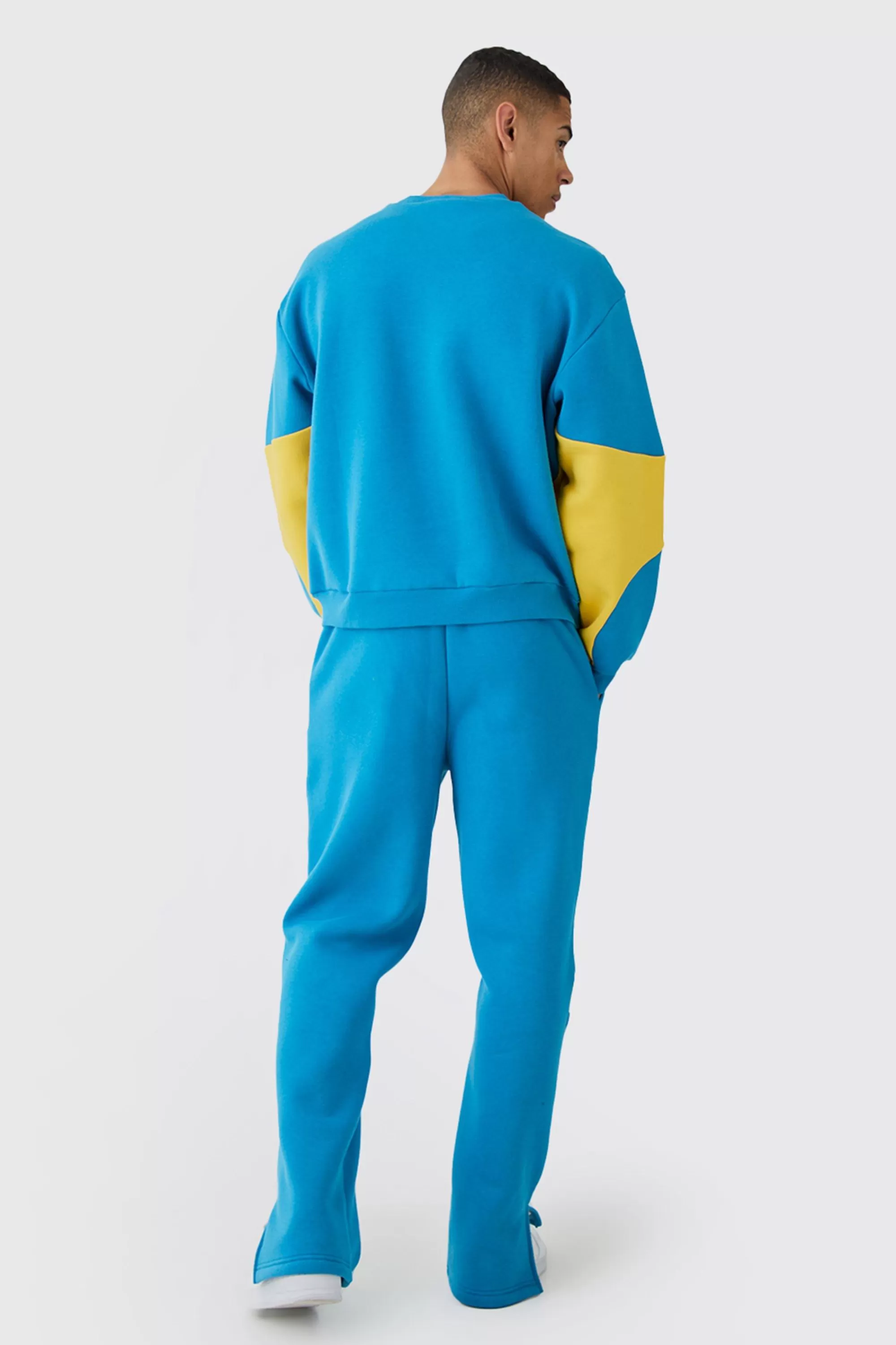 boohooMAN Oversized Boxy Applique Moto Sweatshirt Tracksuit | UK