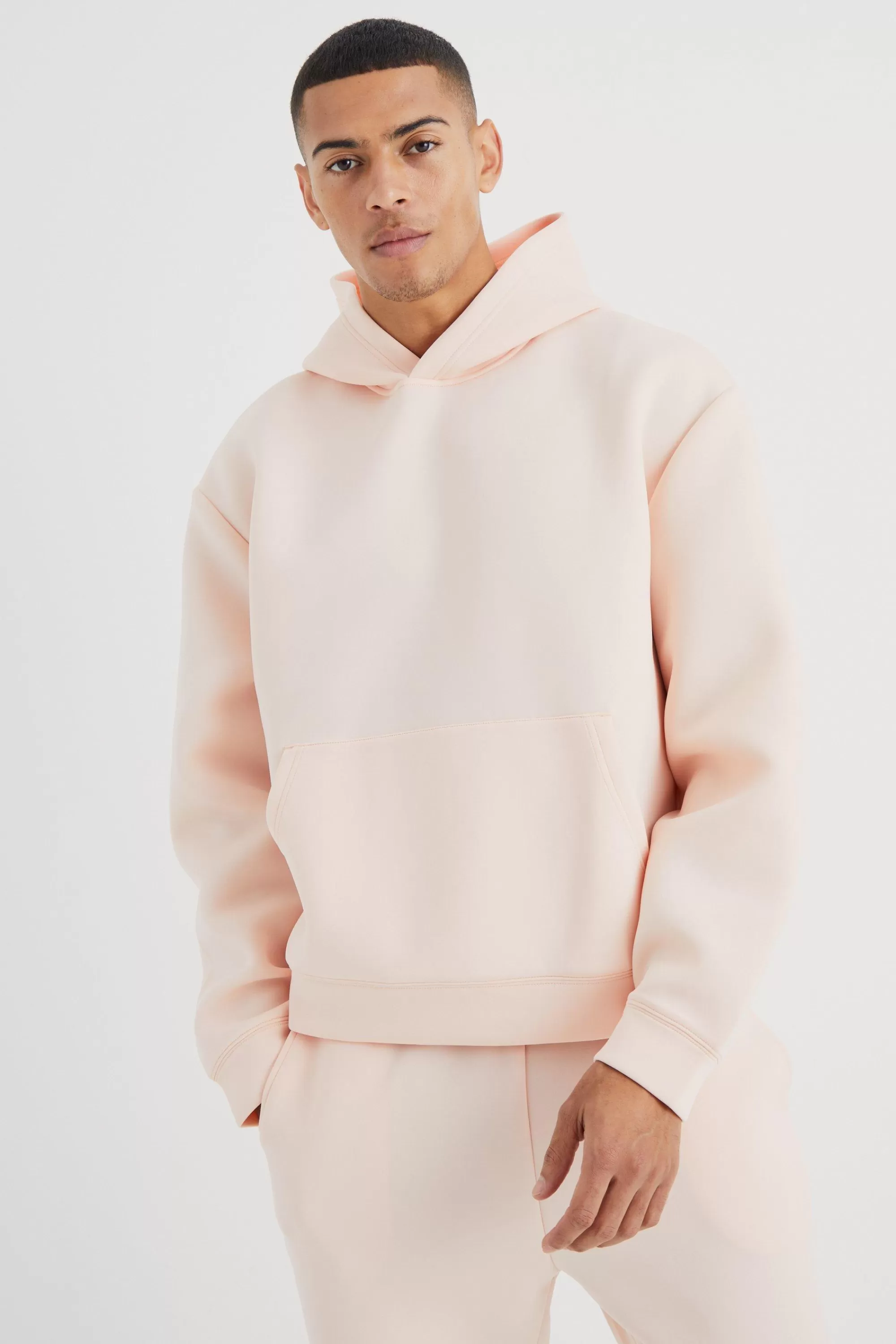 boohooMAN Oversized Boxy Bonded Scuba Hooded Tracksuit | UK