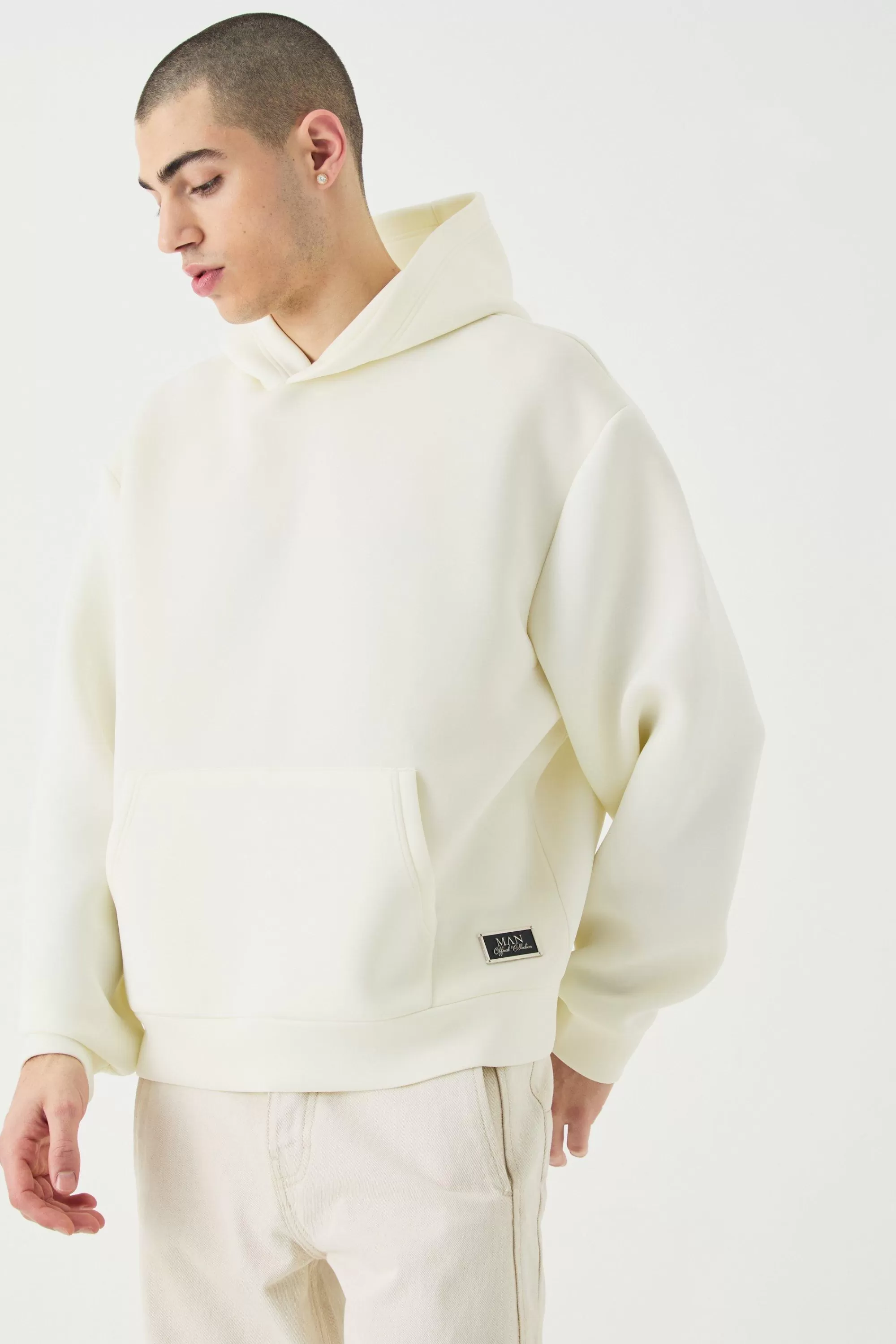 boohooMAN Oversized Boxy Bonded Scuba Hoodie | UK