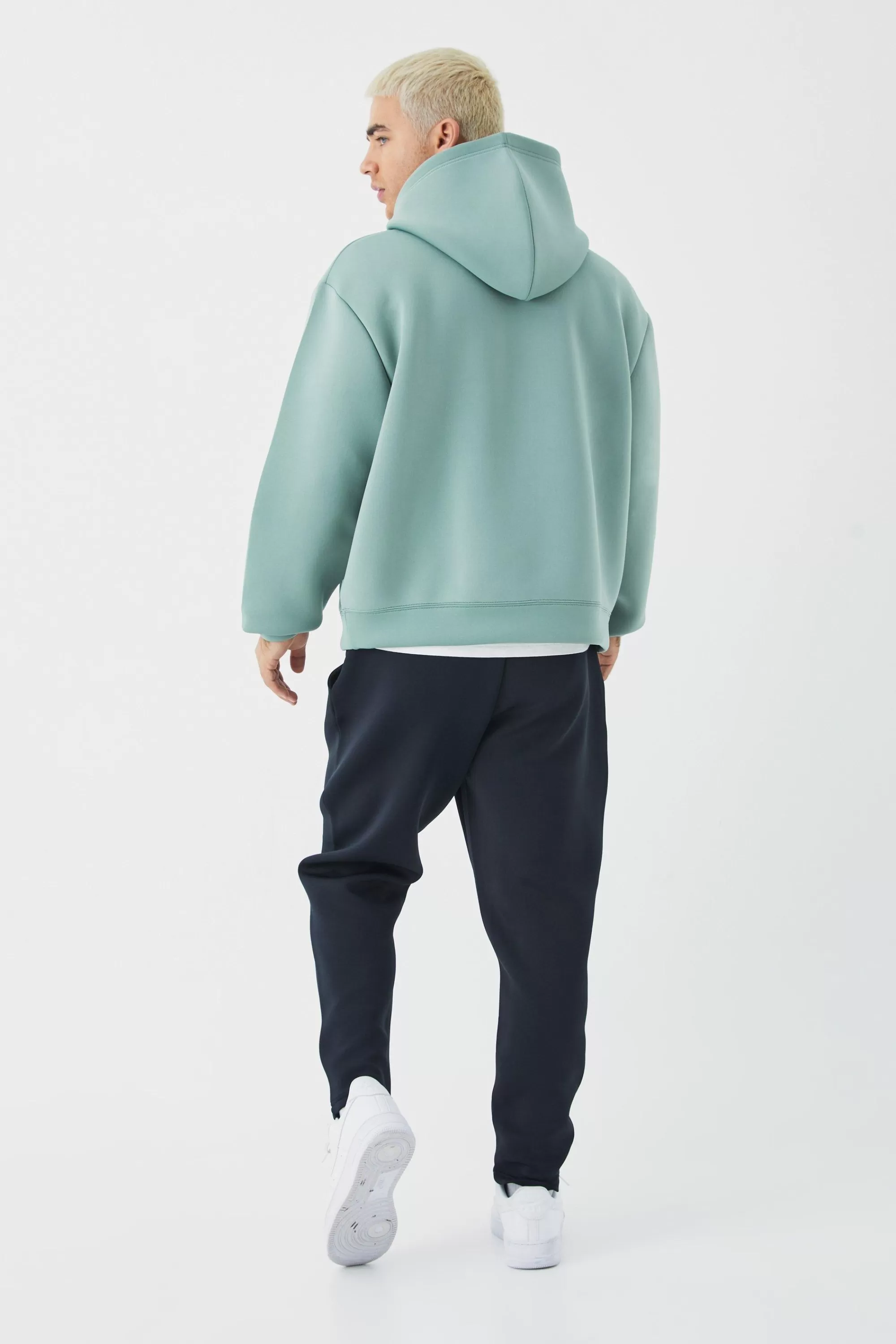 boohooMAN Oversized Boxy Bonded Scuba Hoodie | UK