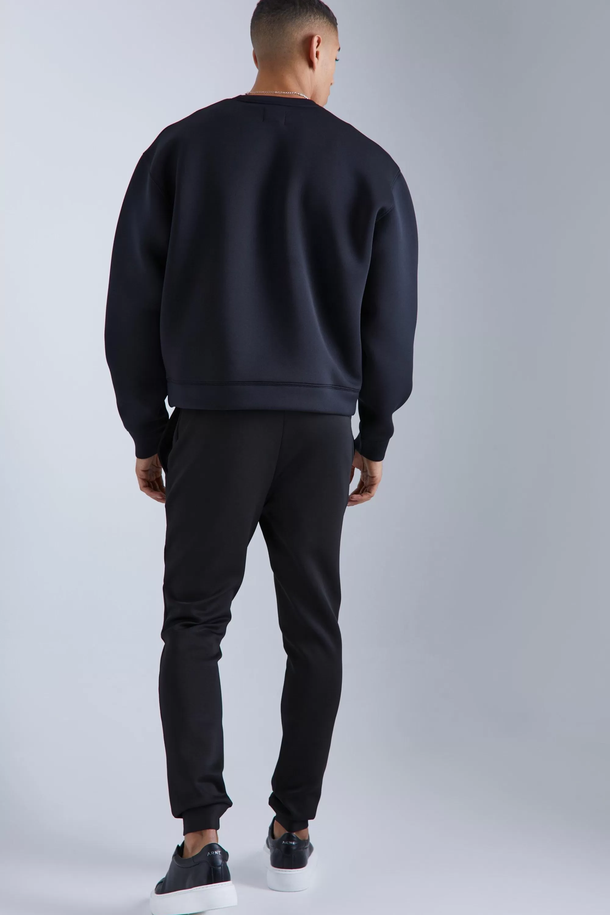 boohooMAN Oversized Boxy Bonded Scuba Sweatshirt | UK