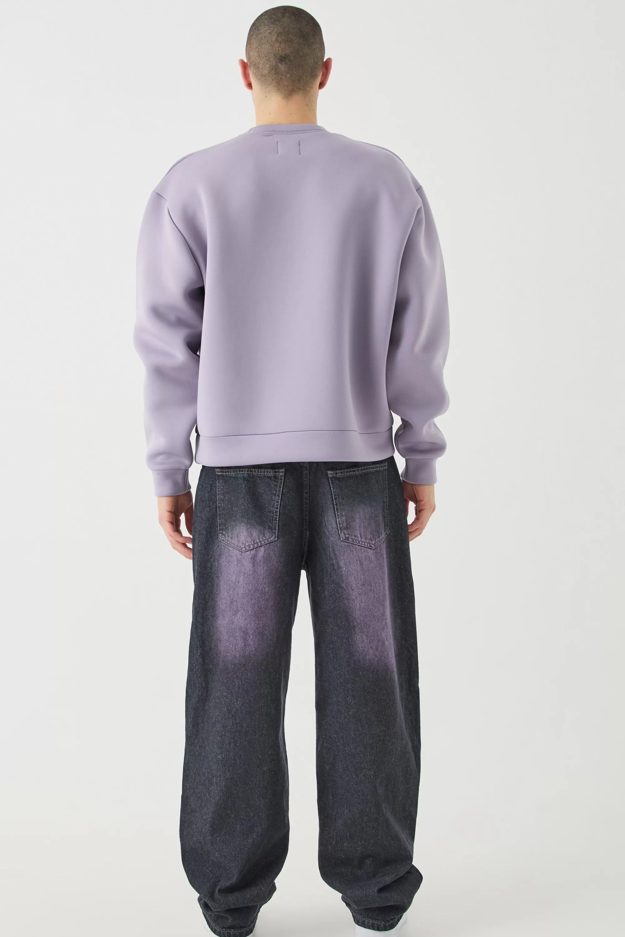 boohooMAN Oversized Boxy Bonded Scuba Sweatshirt | UK