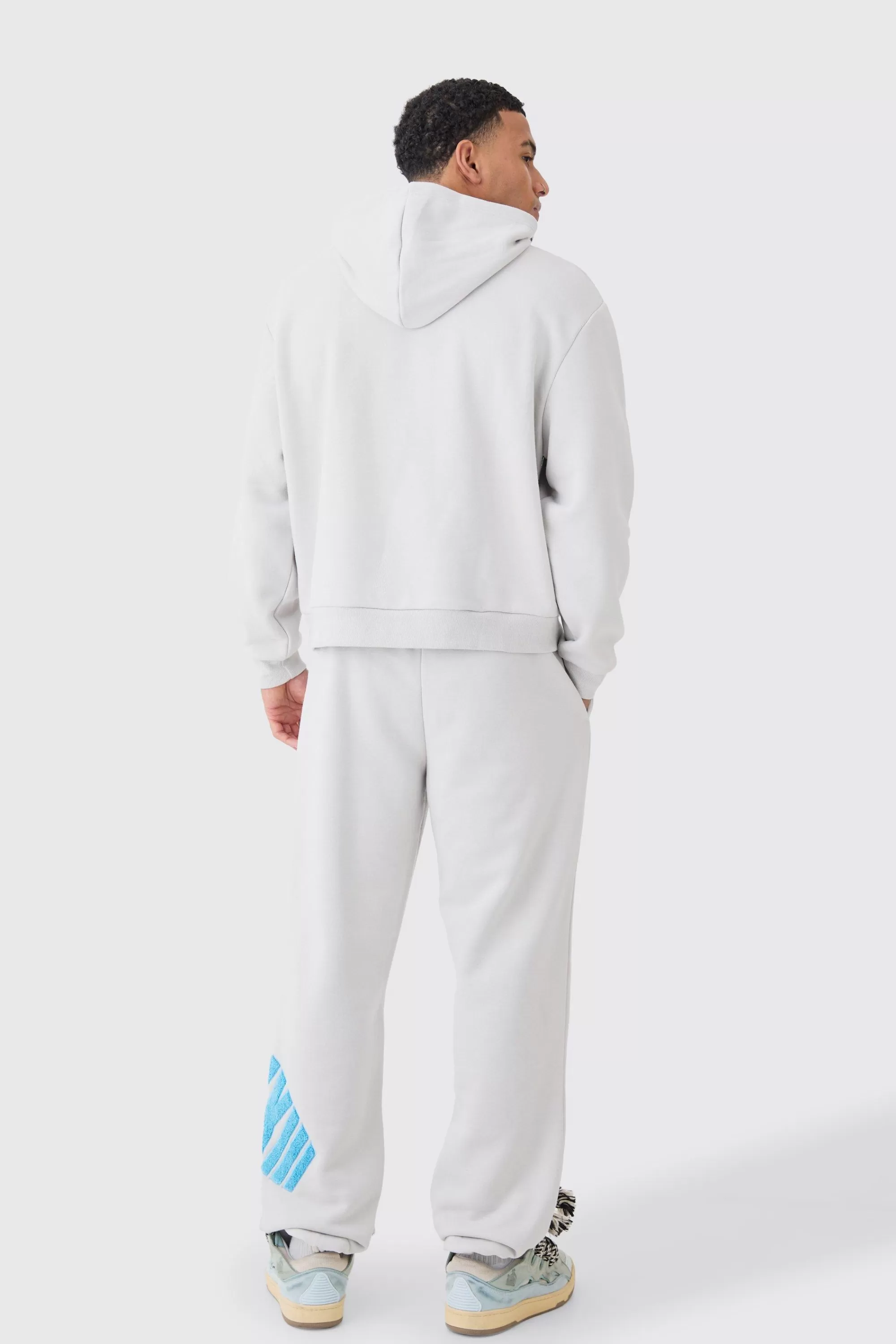 boohooMAN Oversized Boxy Borg Applique Hoodie | UK