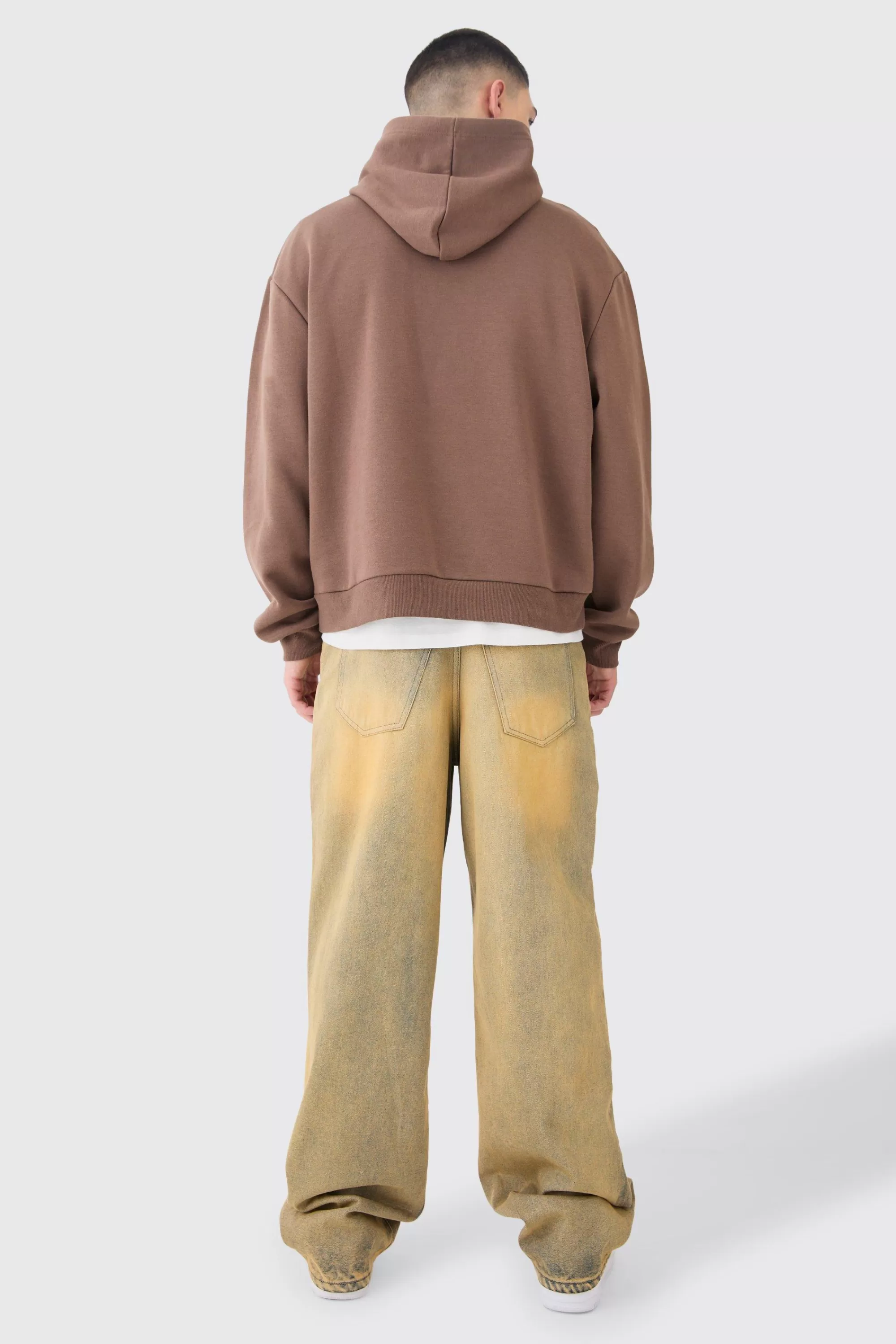 boohooMAN Oversized Boxy Borg Applique Hoodie | UK