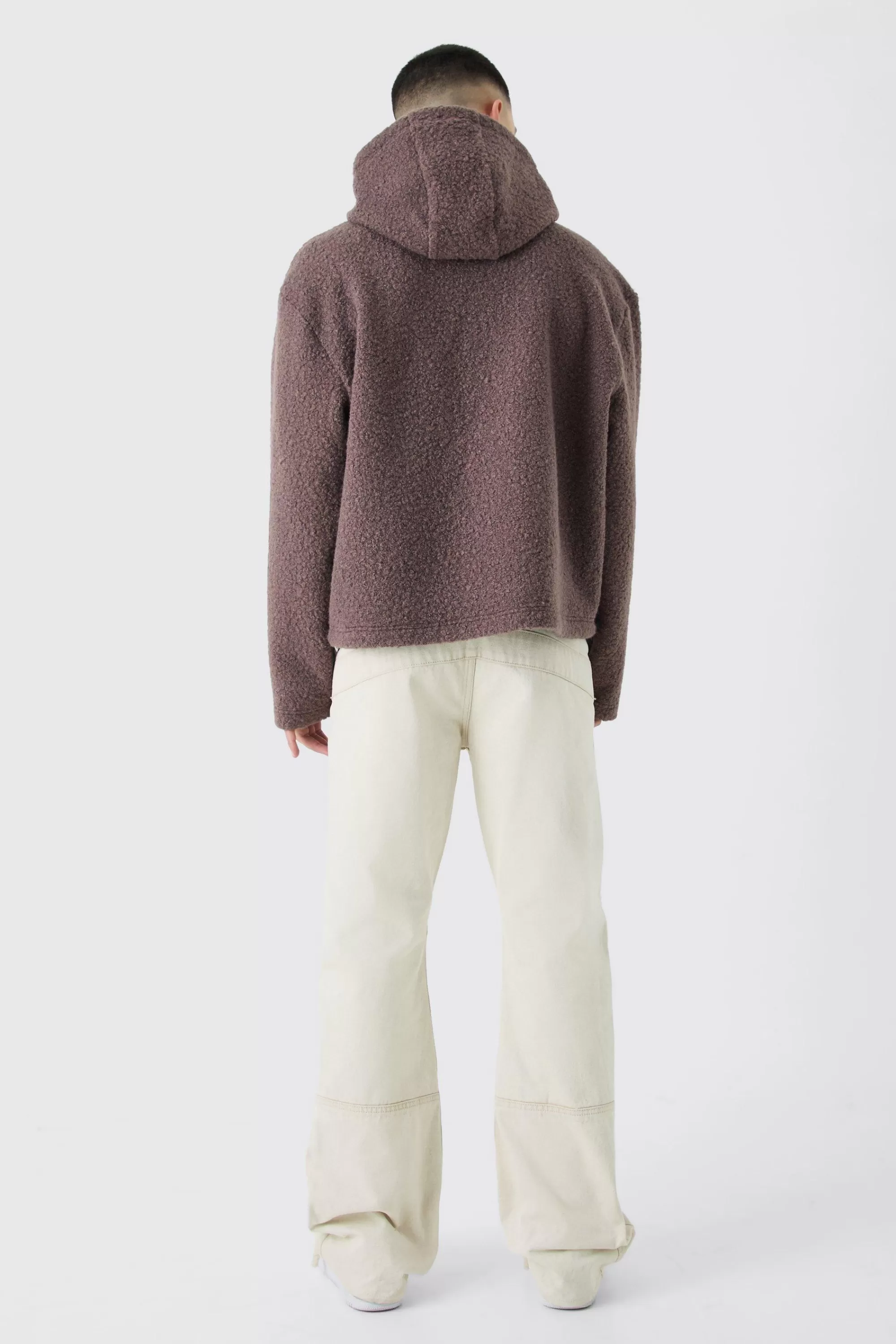 boohooMAN Oversized Boxy Boucle Borg Hoodie | UK