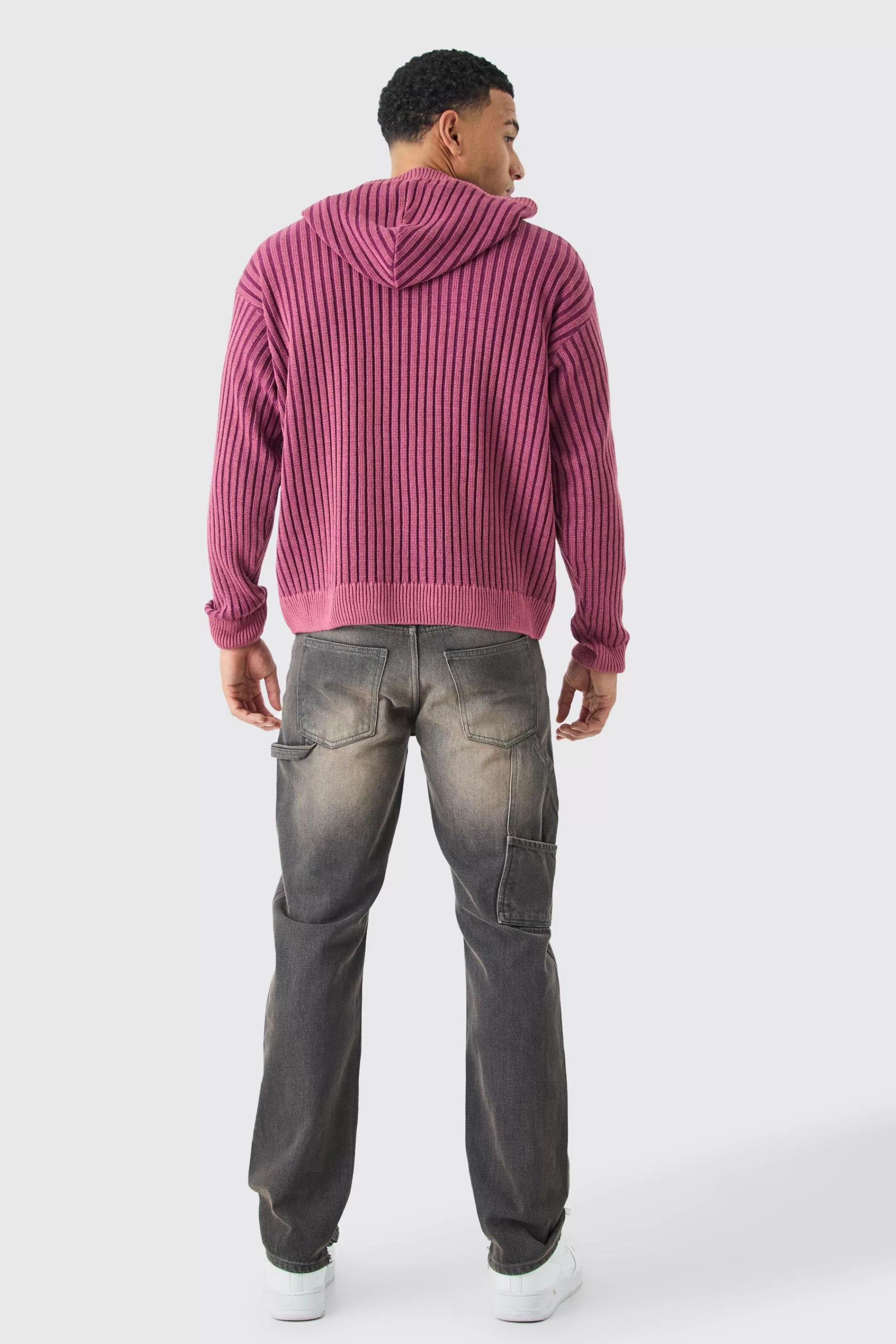 boohooMAN Oversized Boxy Branded Knitted Hoodie | UK