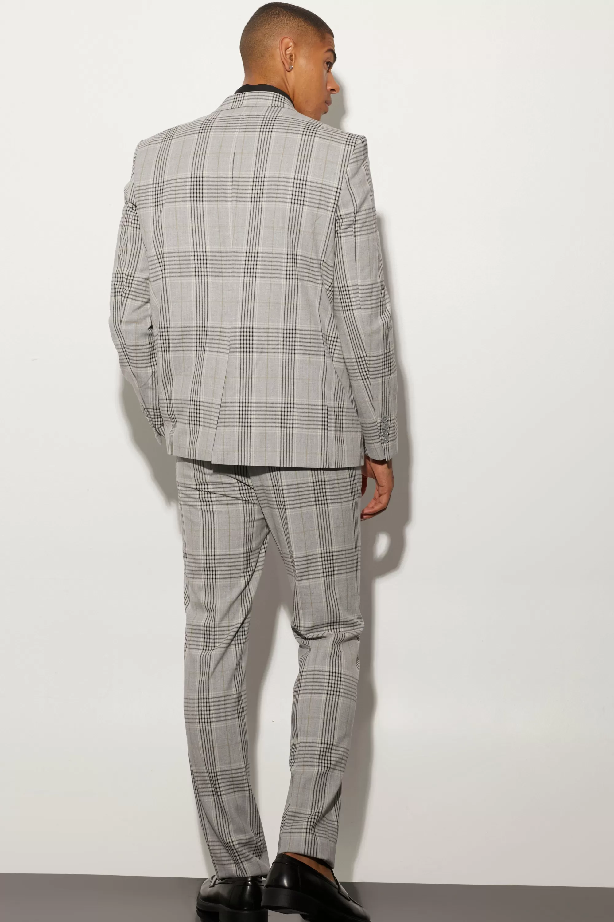 boohooMAN Oversized Boxy Check Contrast Stitch Jacket | UK