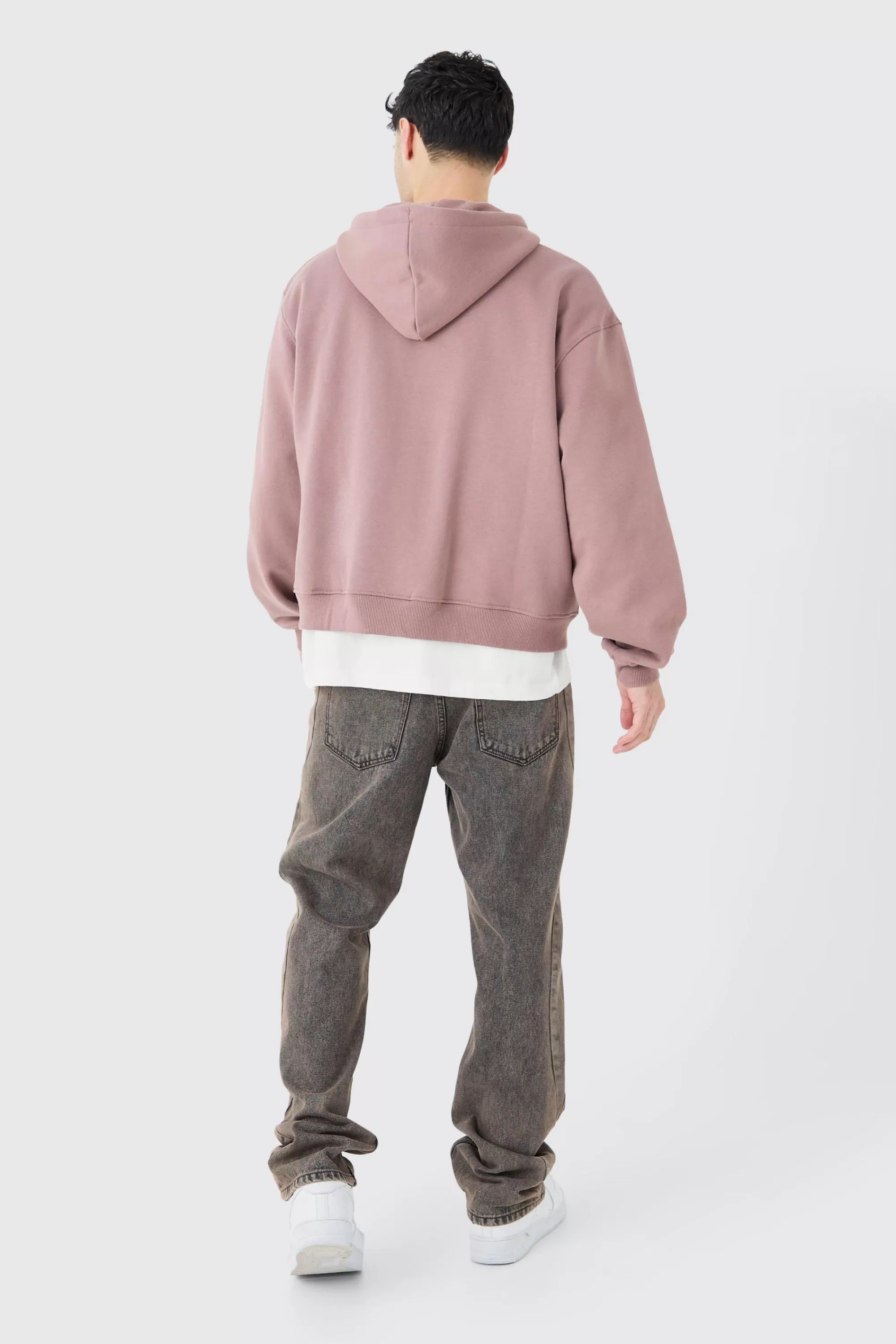 boohooMAN Oversized Boxy Double Zip Through Hoodie | UK