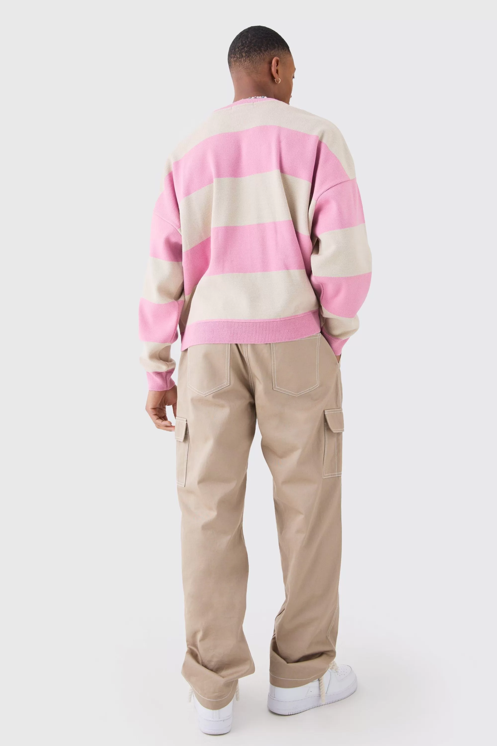 boohooMAN Oversized Boxy Drop Shoulder Moto Knit Jumper | UK