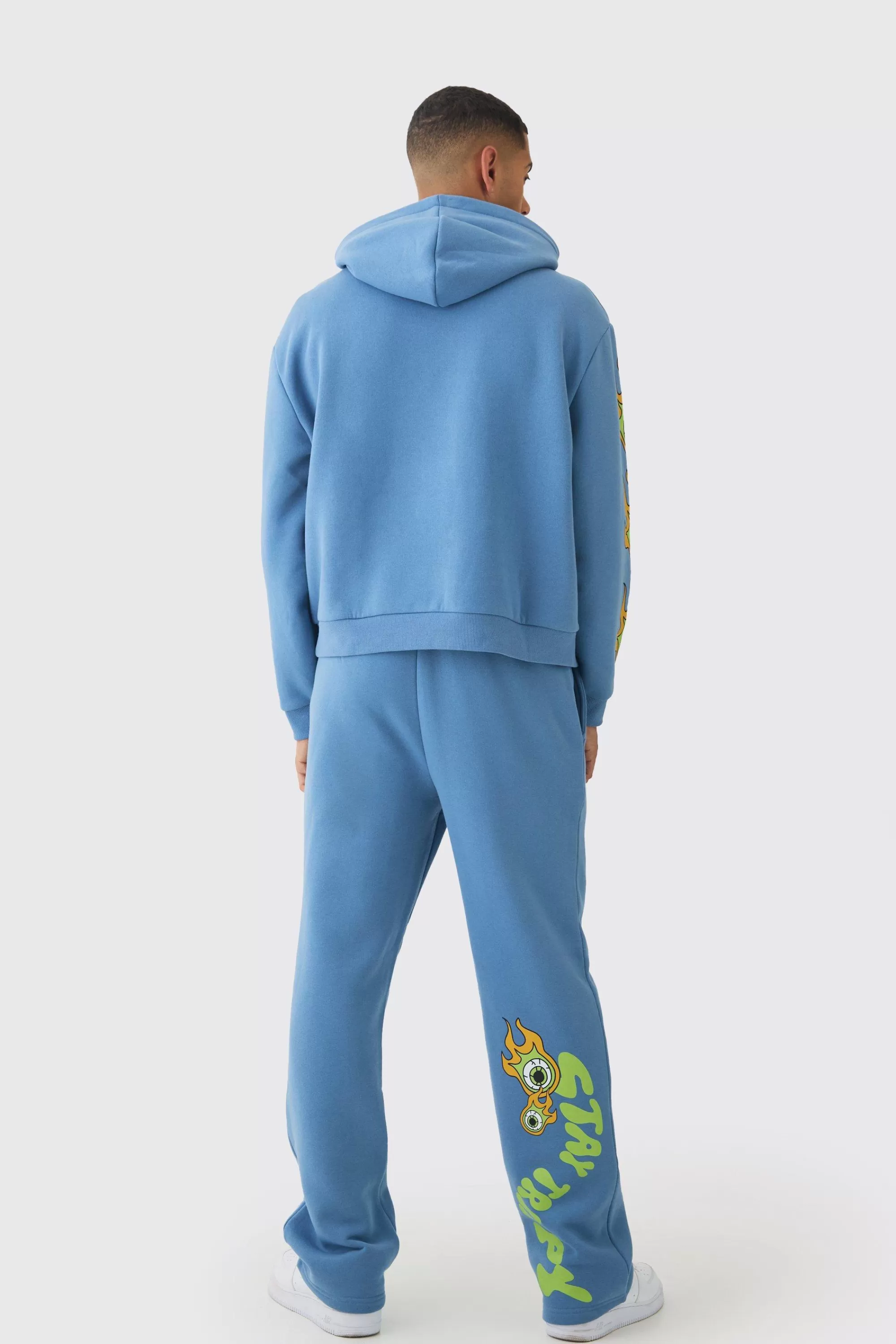 boohooMAN Oversized Boxy Eye Puff Print Graphic Hooded Tracksuit | UK